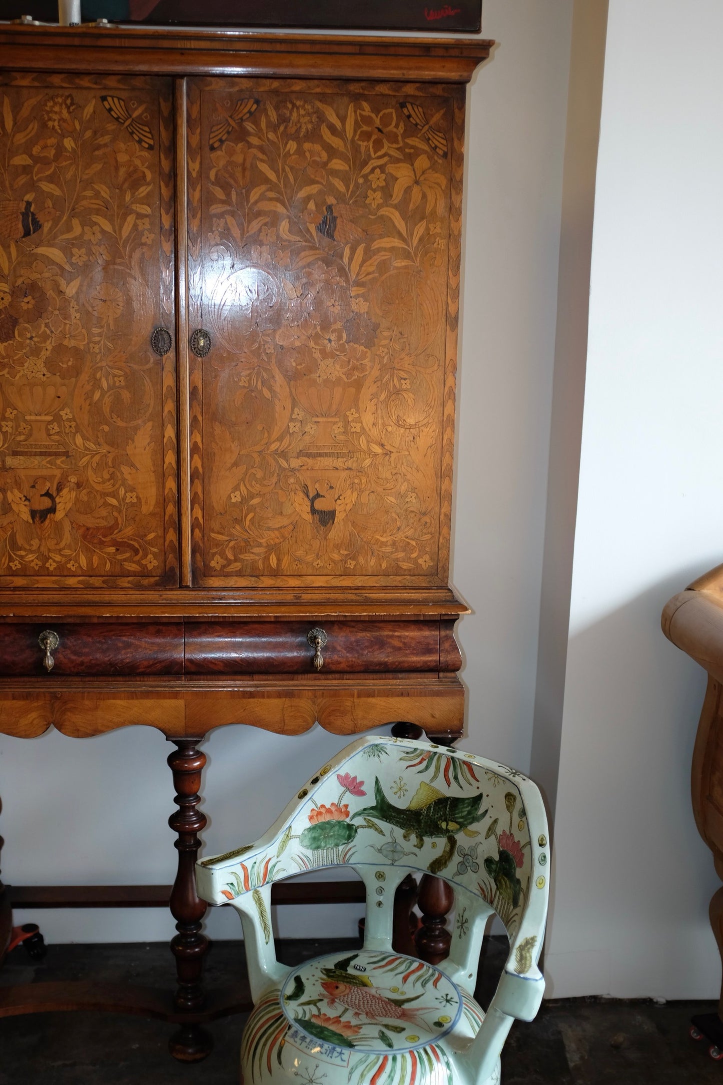 Chinese Ceramic Chair with Fish