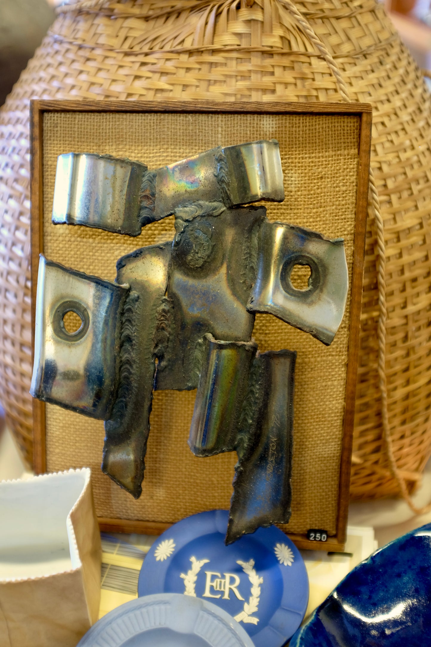 Framed Steel Sculpture on Burlap, Todd Pendleton