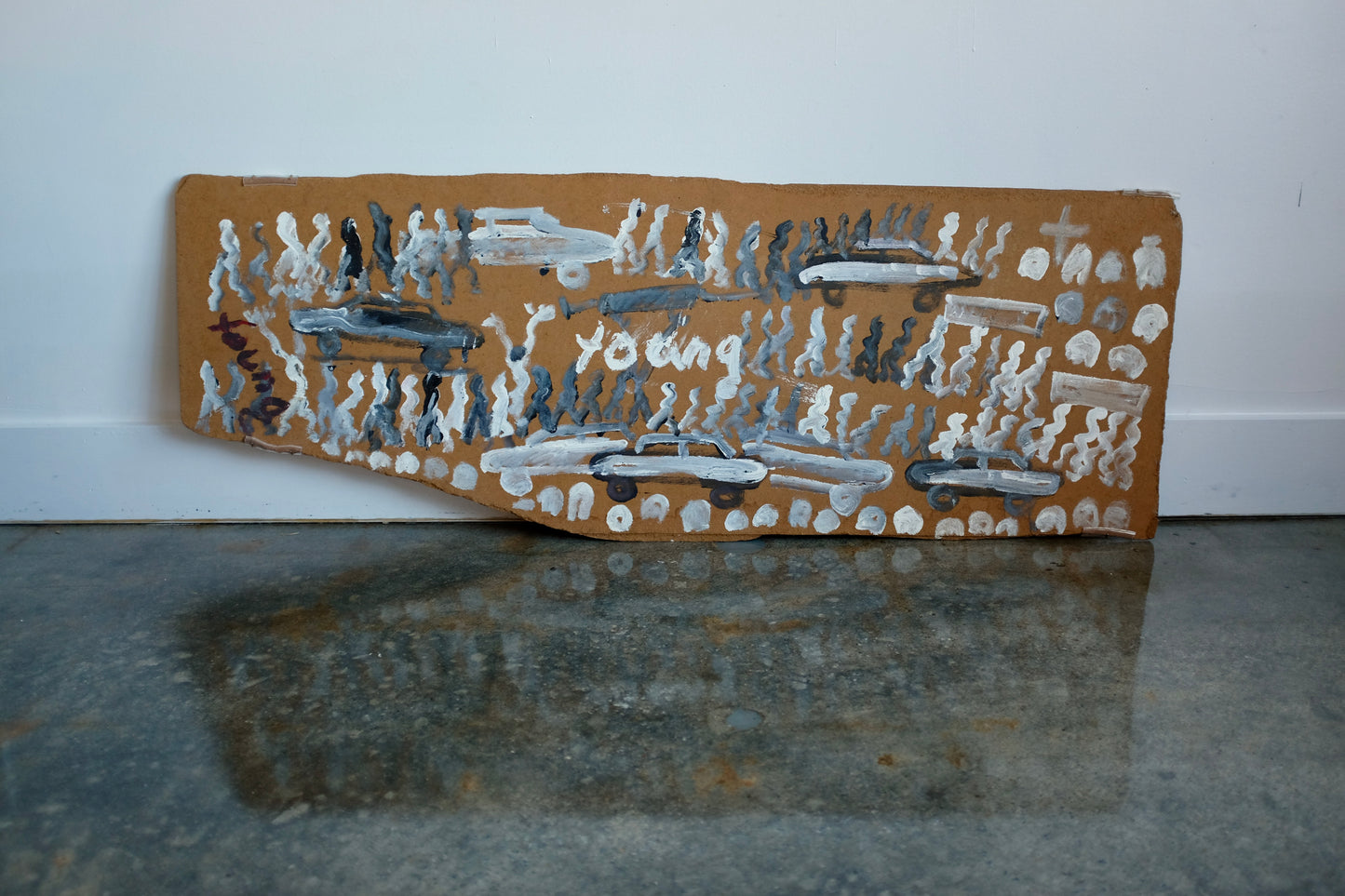 Large Processional Painting on Particle Board, Purvis Young