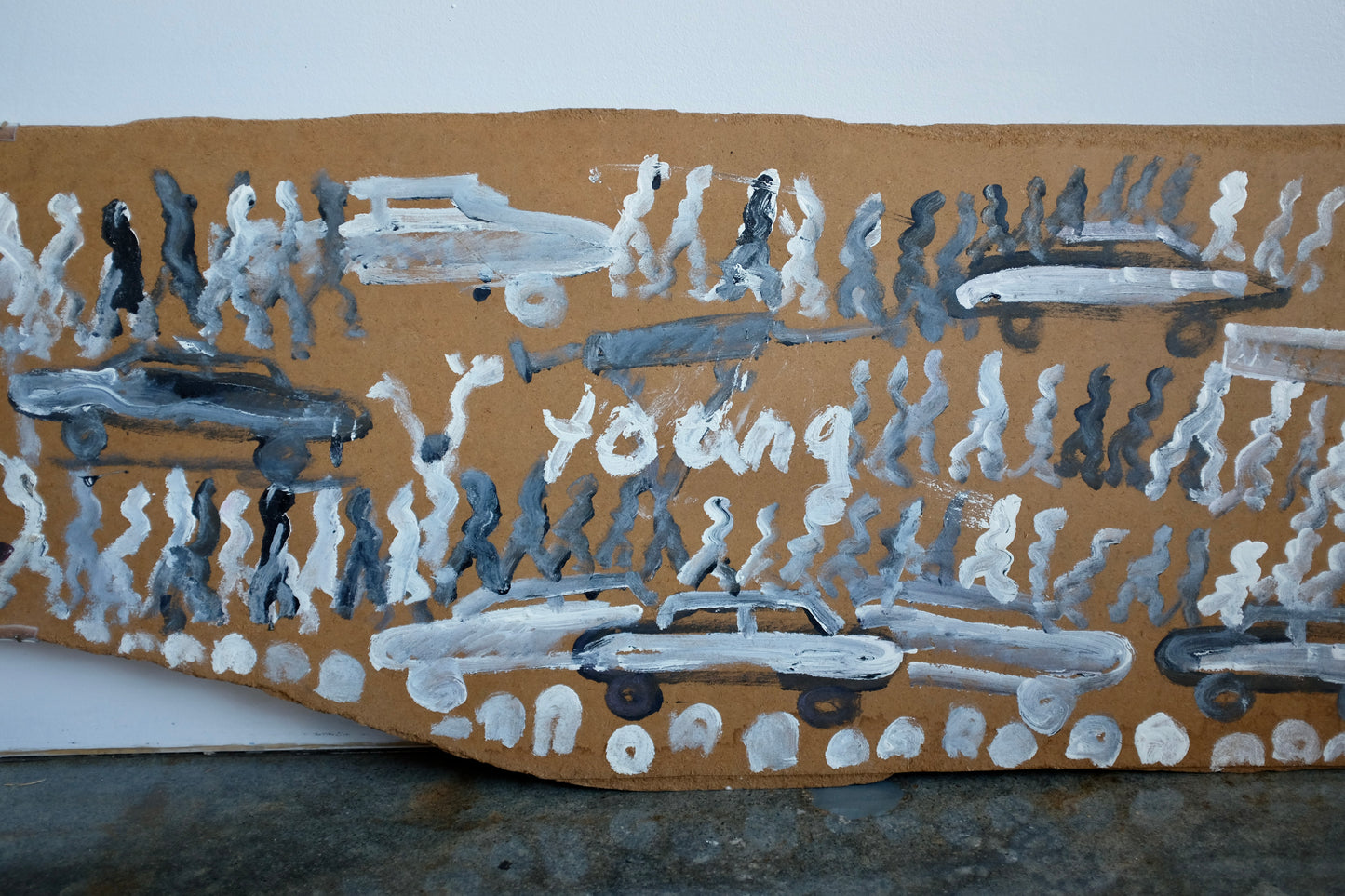 Large Processional Painting on Particle Board, Purvis Young