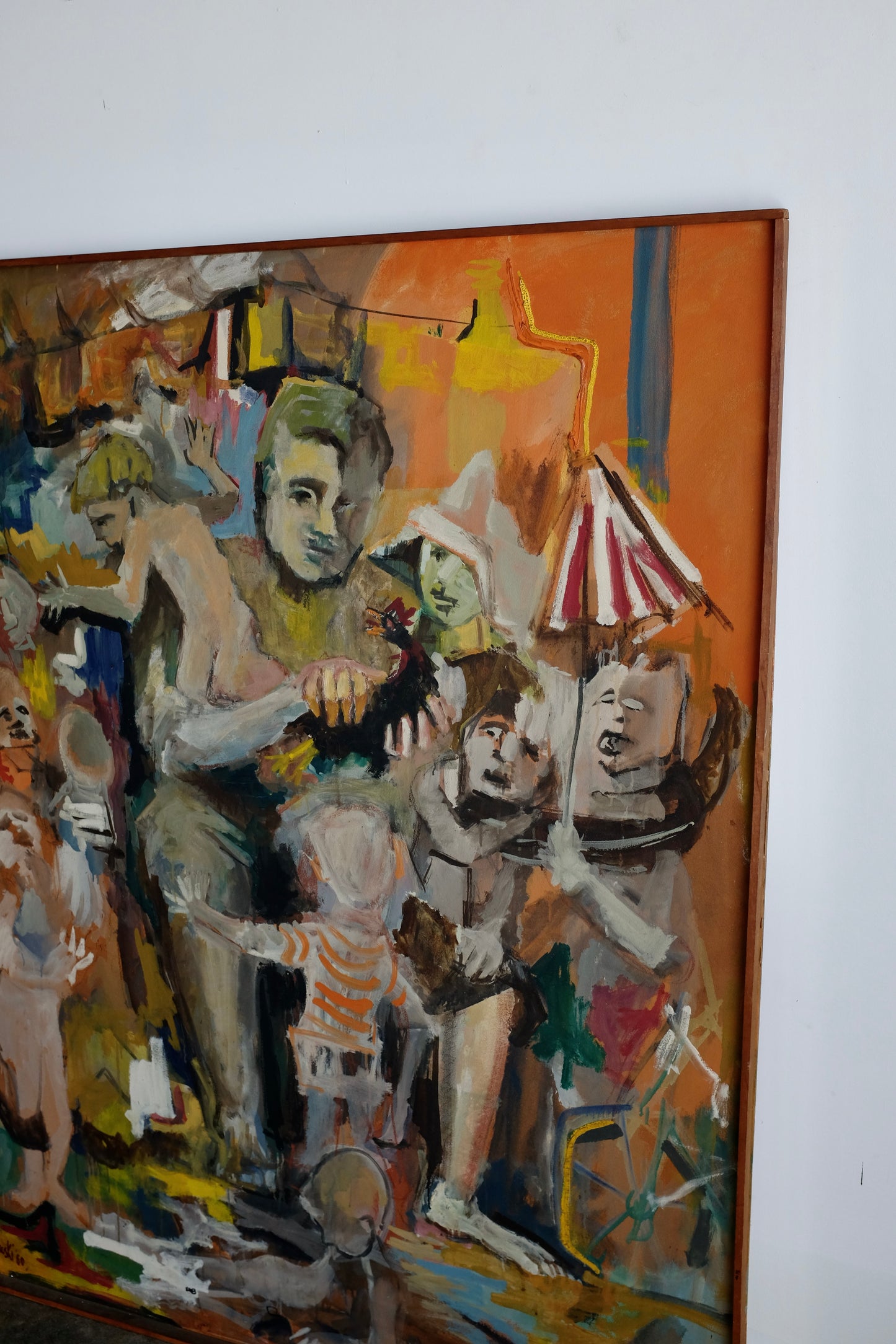 Large Midcentury Abstract Painting, Signed Stawski '60