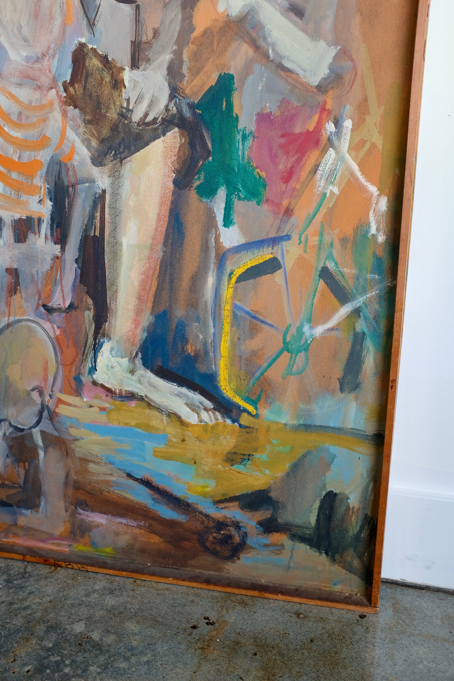 Large Midcentury Abstract Painting, Signed Stawski '60