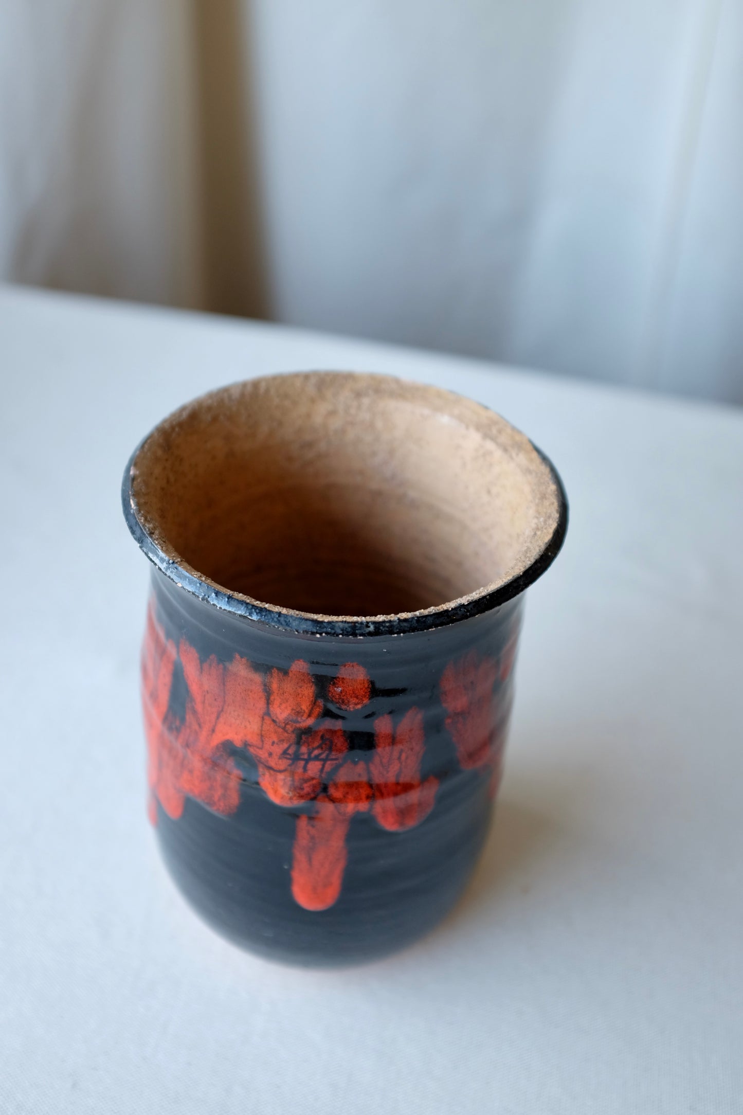 Black and Red Glazed Ceramic Vase