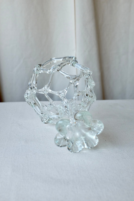 Latticework Art Glass Bowl on Stand