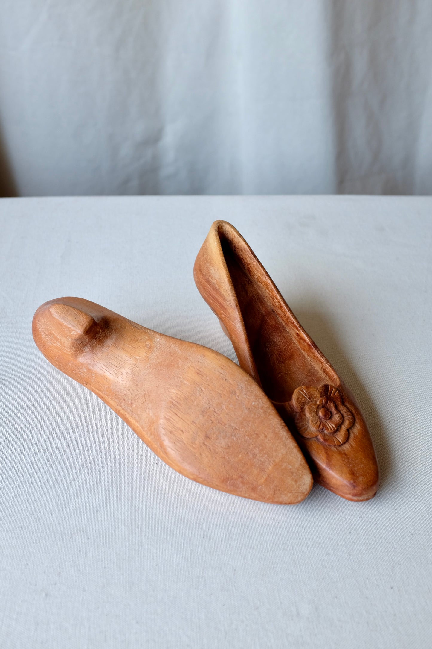 Folk Art Wood Carved High Heel Shoes