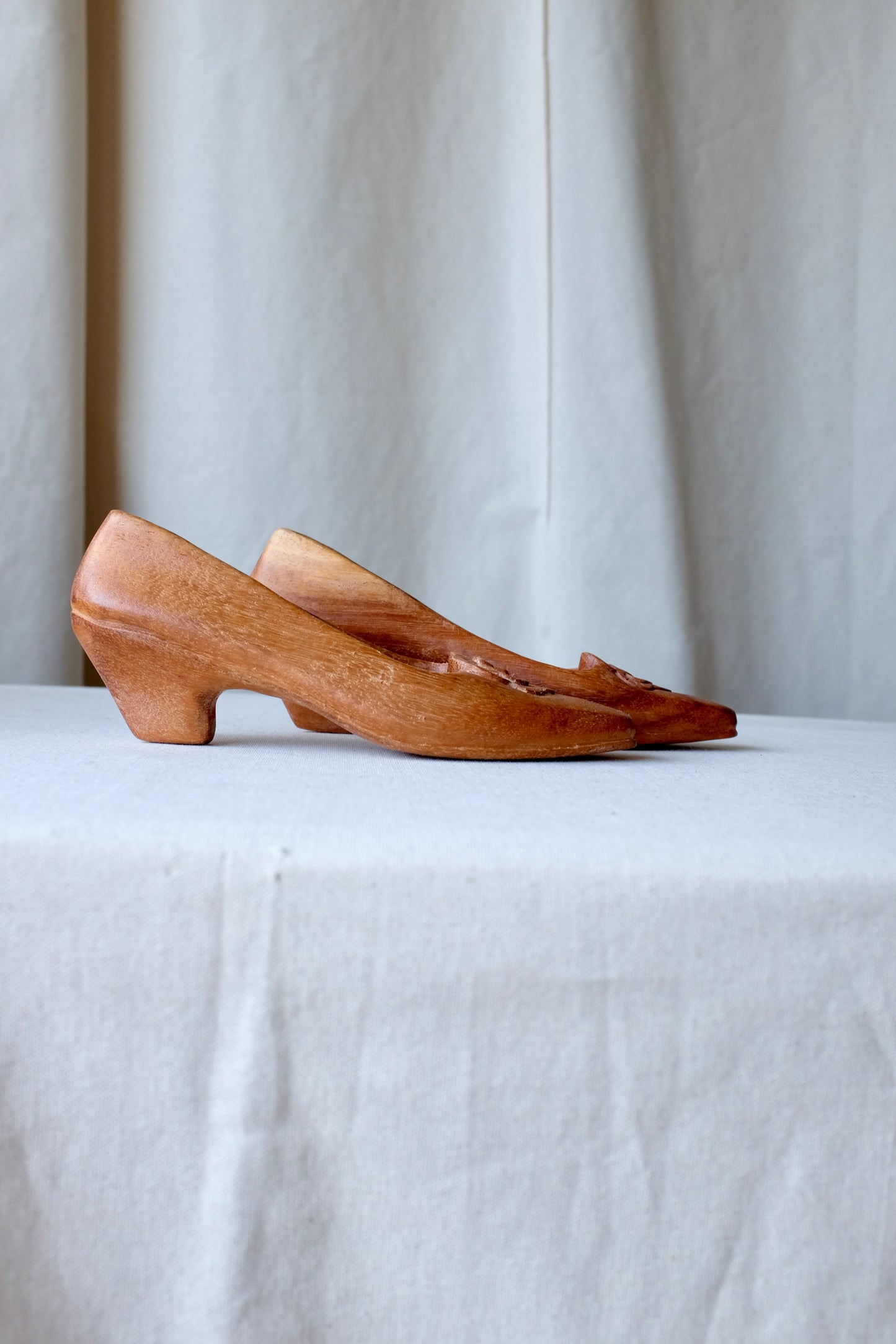 Folk Art Wood Carved High Heel Shoes