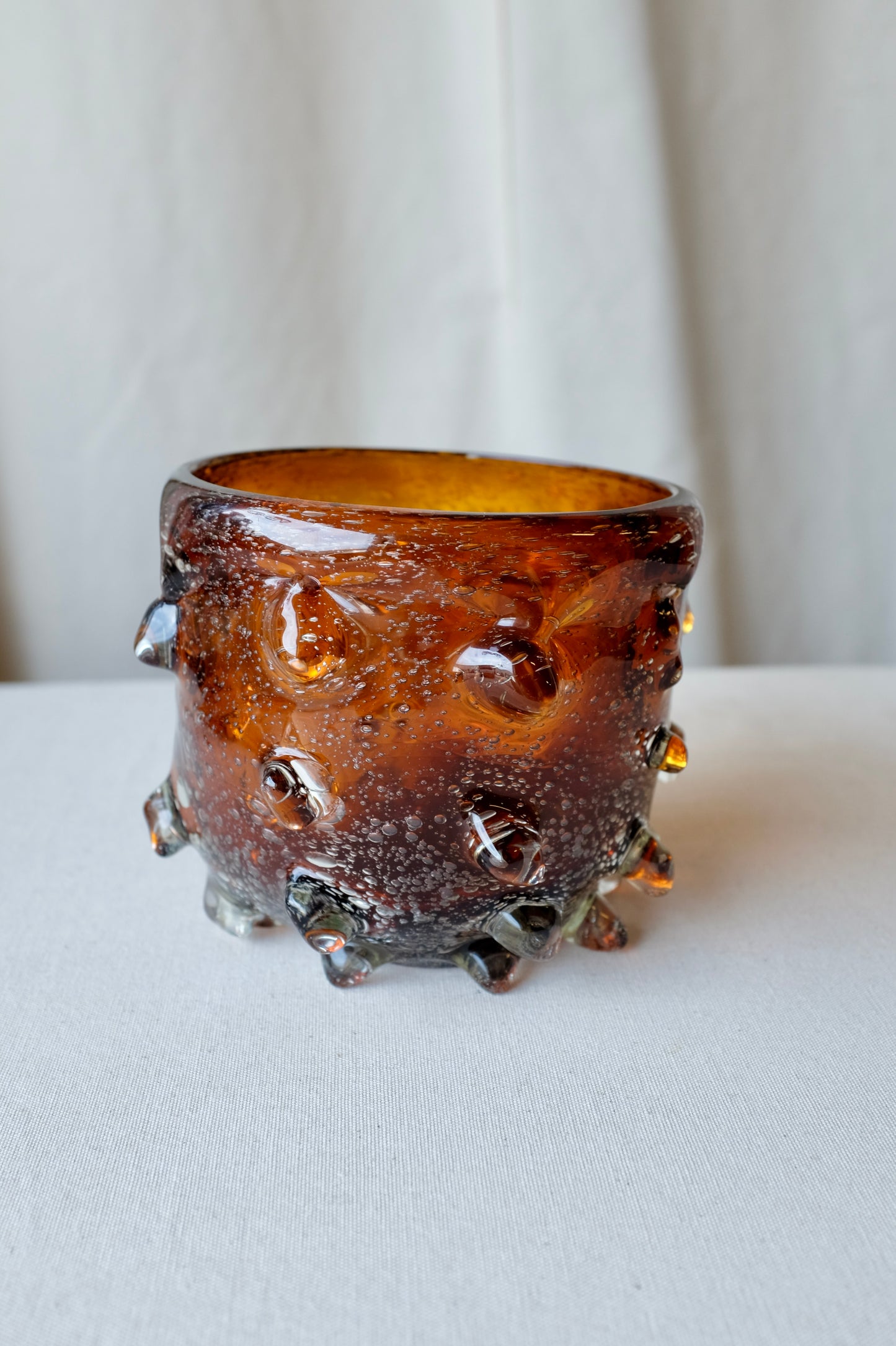 Amber Pulled Glass Bowl