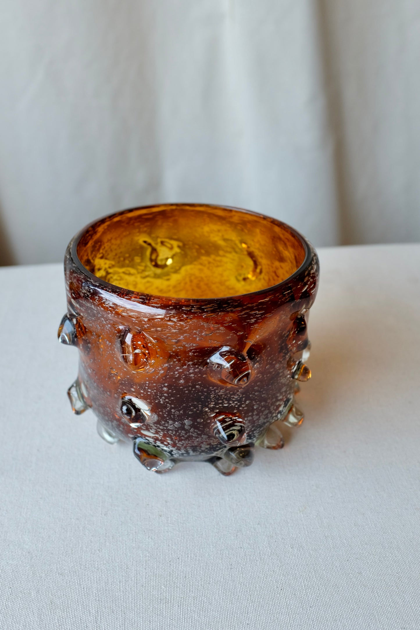Amber Pulled Glass Bowl