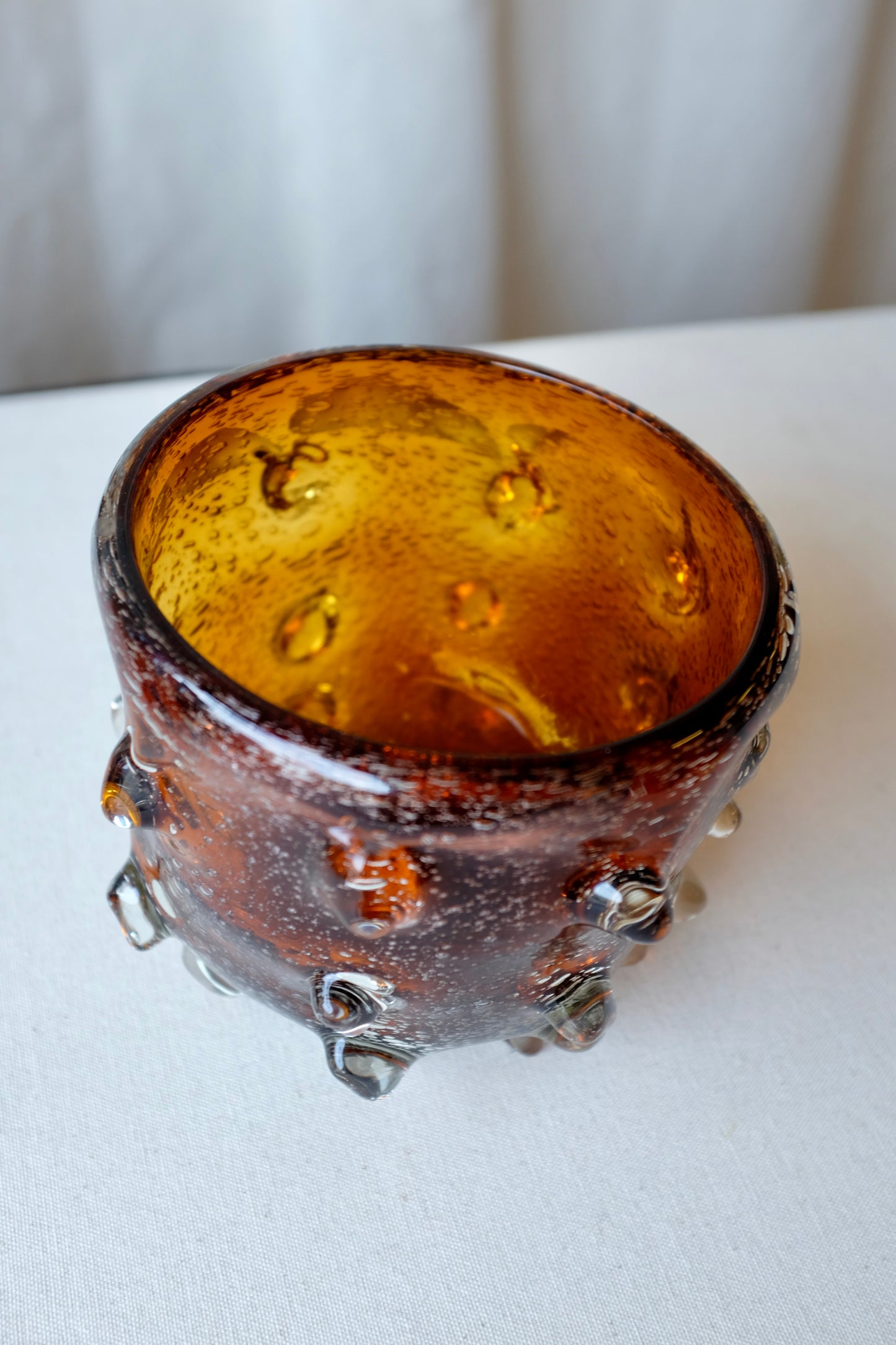 Amber Pulled Glass Bowl