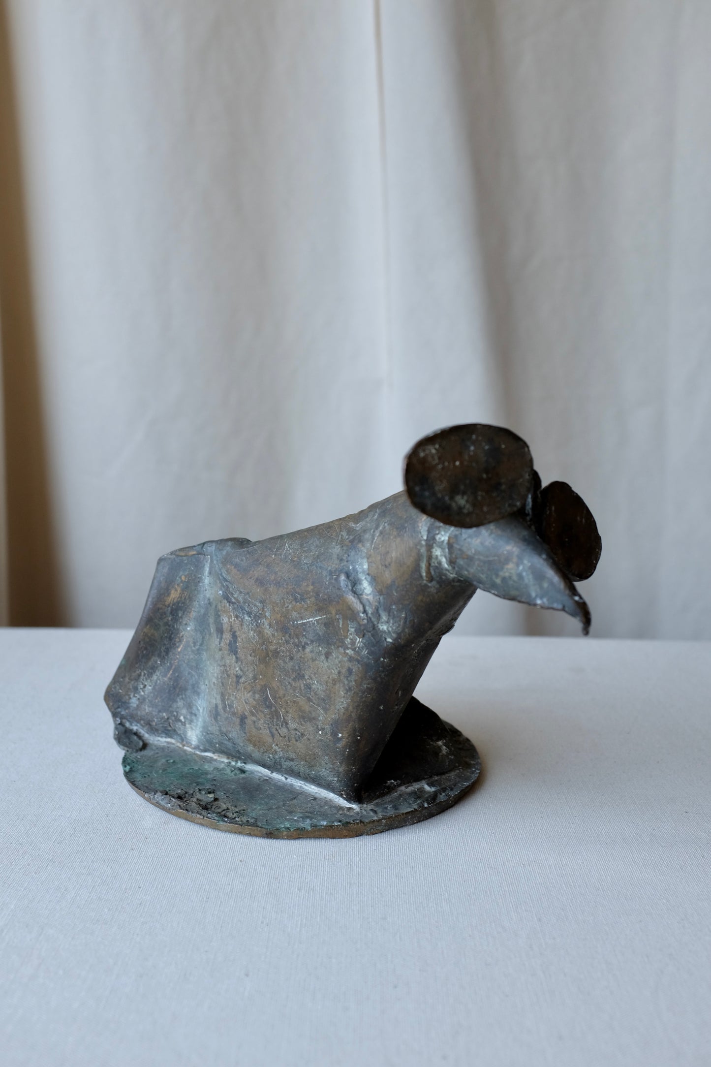 Brutalist Bronze Mouse Tabletop Sculpture