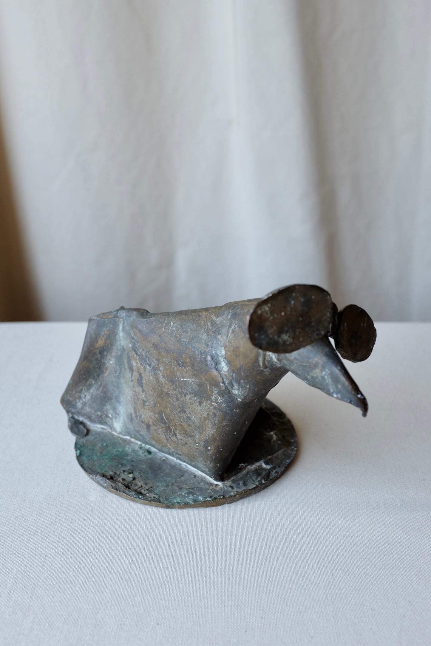 Brutalist Bronze Mouse Tabletop Sculpture