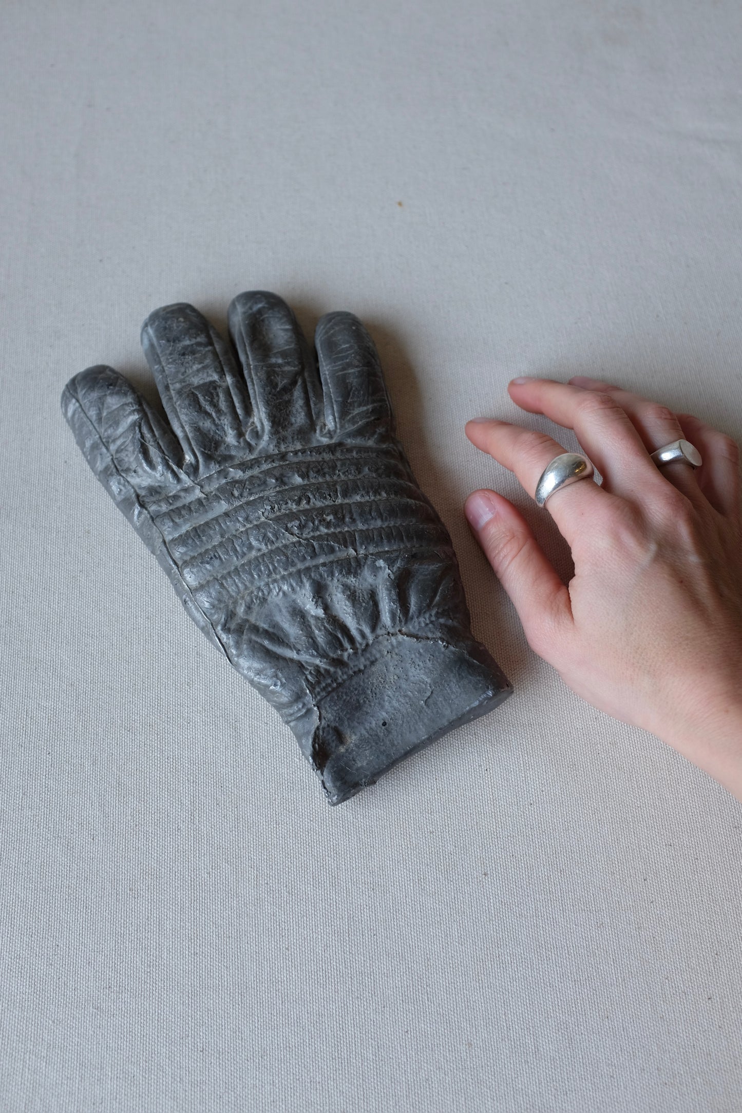 Cast Metal Glove Sculpture