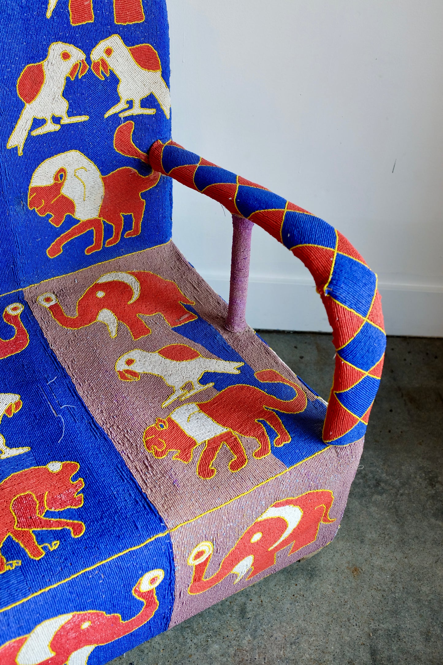 Blue Yoruba Beaded Armchair, Nigeria