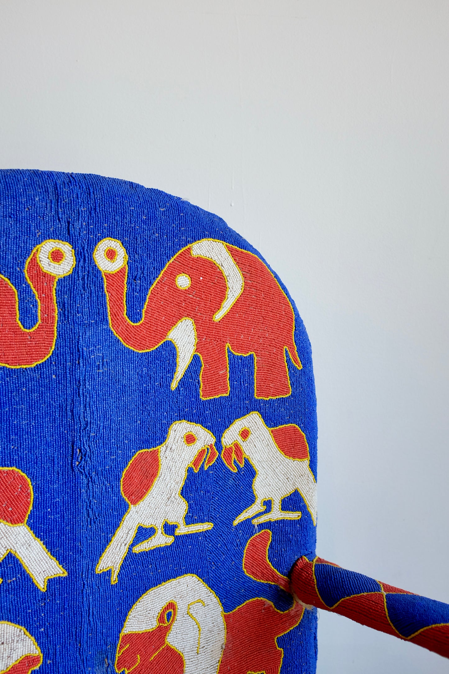 Blue Yoruba Beaded Armchair, Nigeria