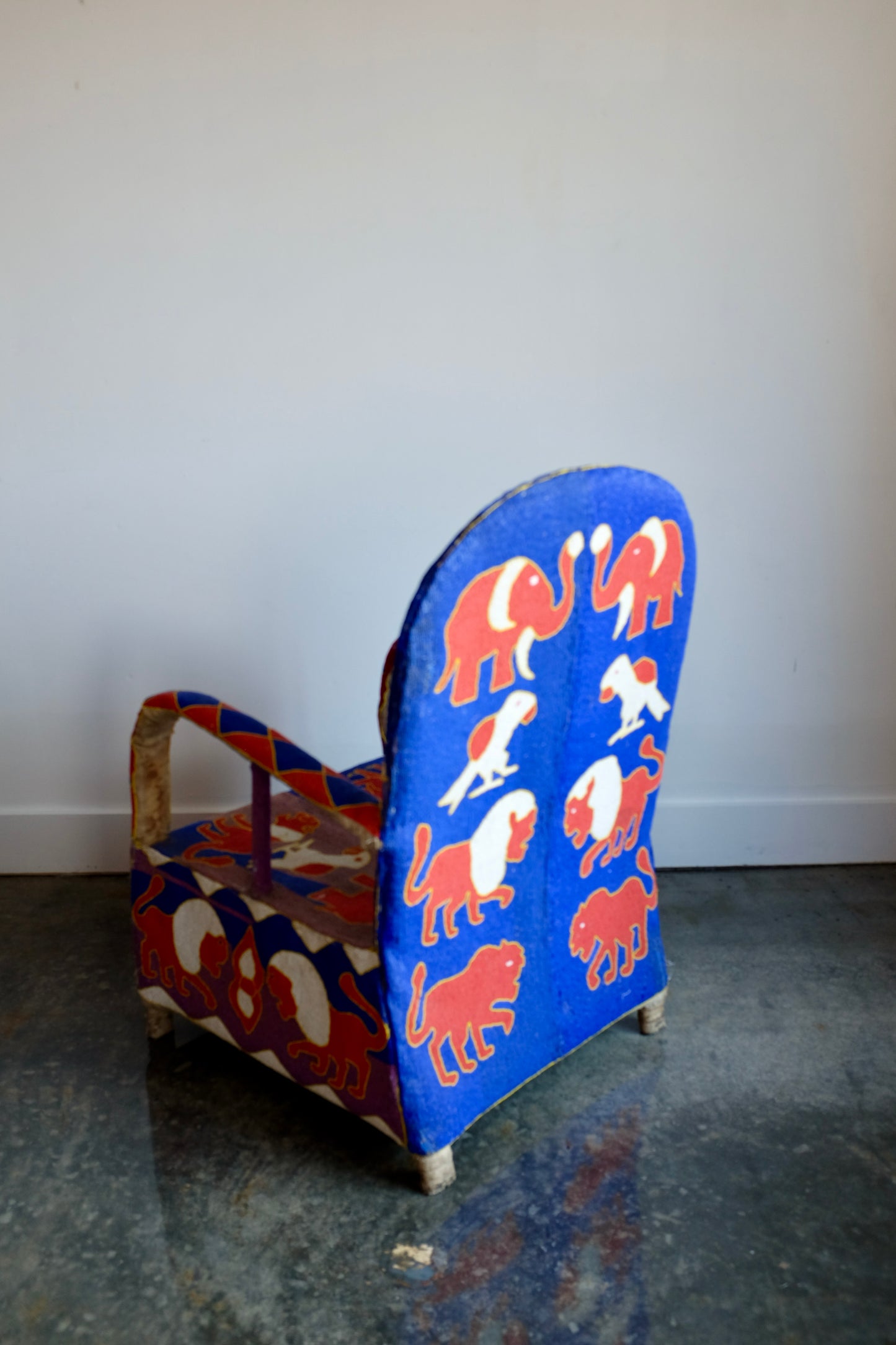 Blue Yoruba Beaded Armchair, Nigeria