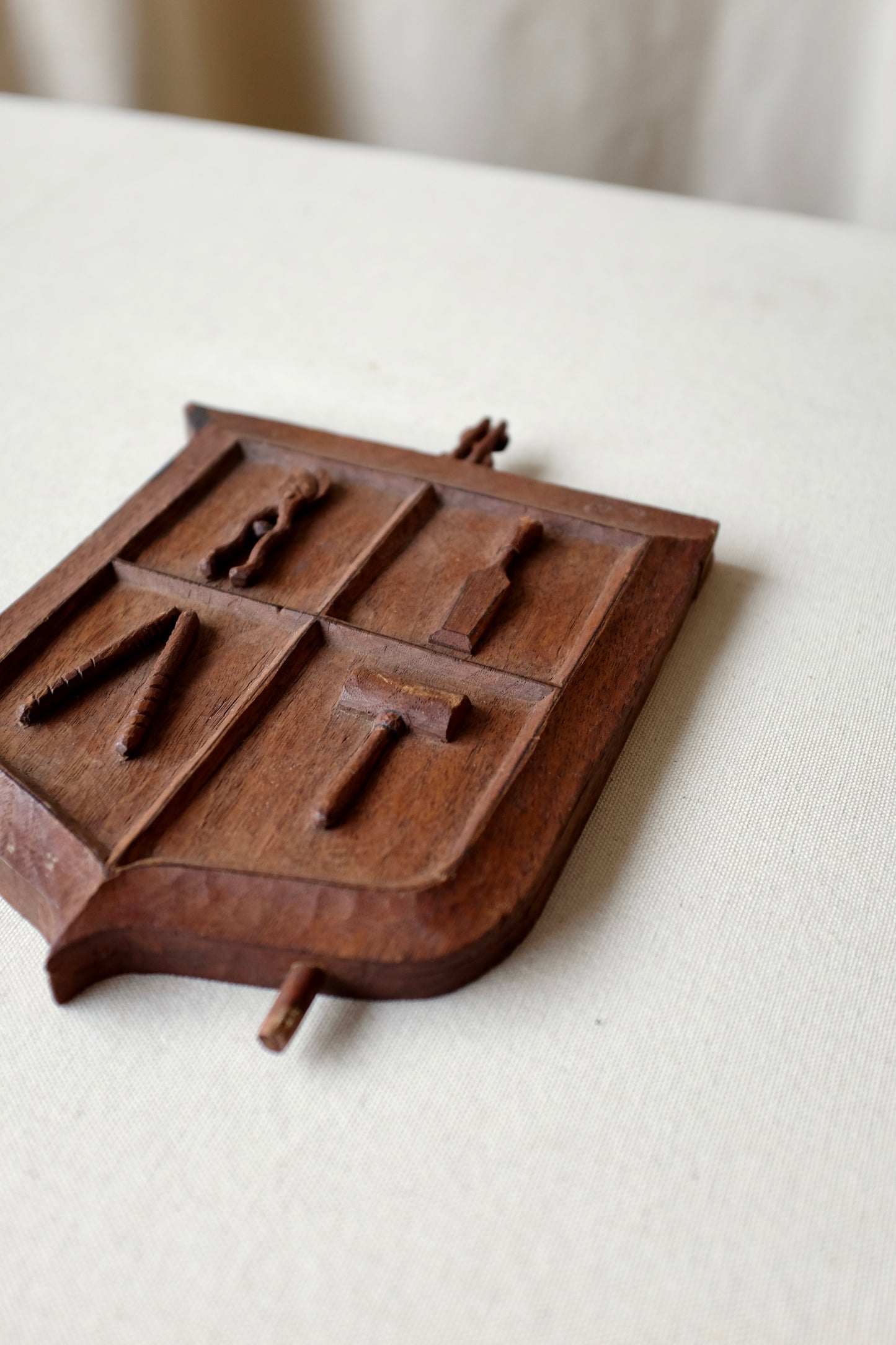 Wood Carved Hand Tools Folk Art Plaque, 1951