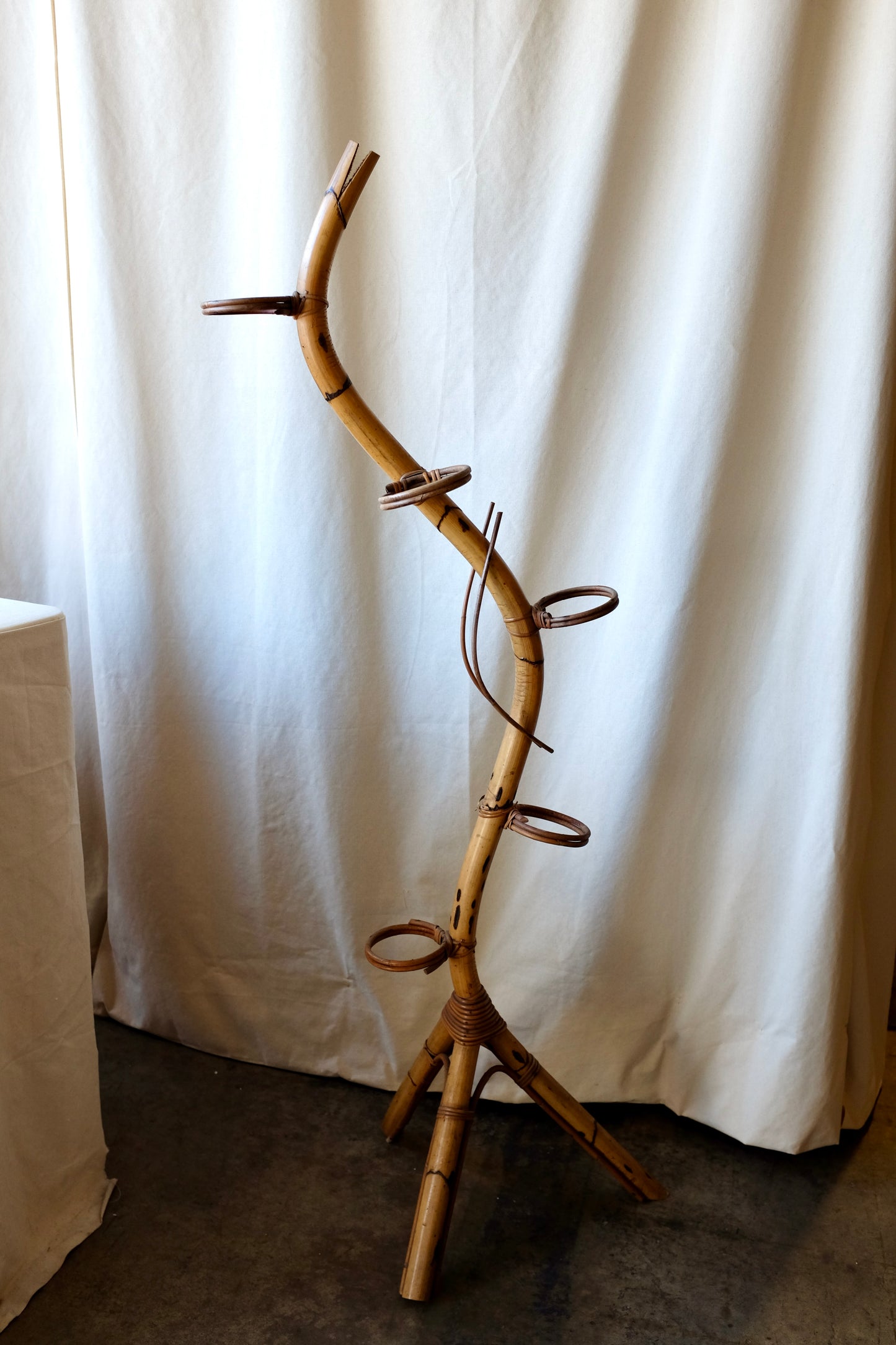 Midcentury Bamboo Snake Form Planter
