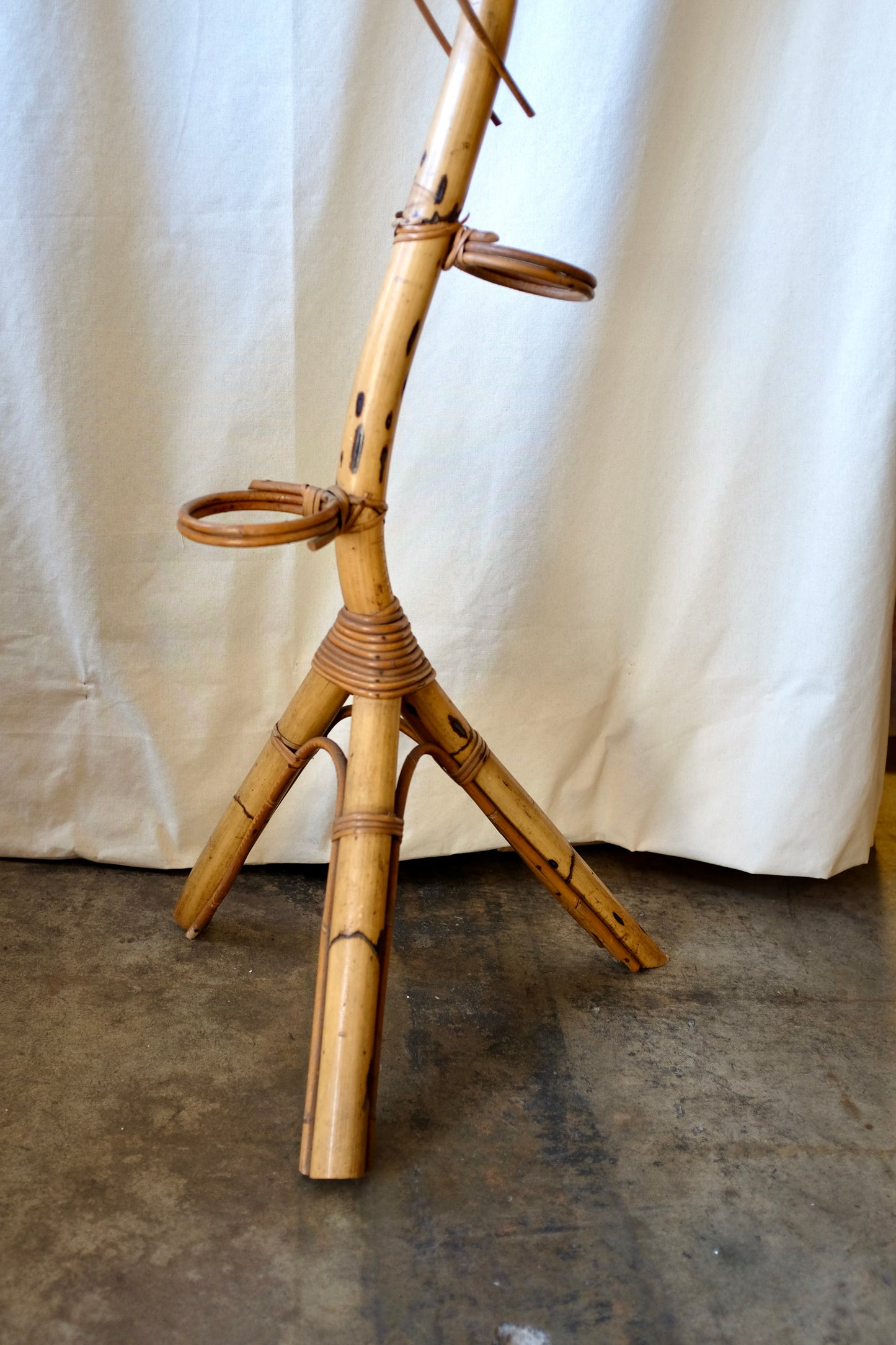 Midcentury Bamboo Snake Form Planter