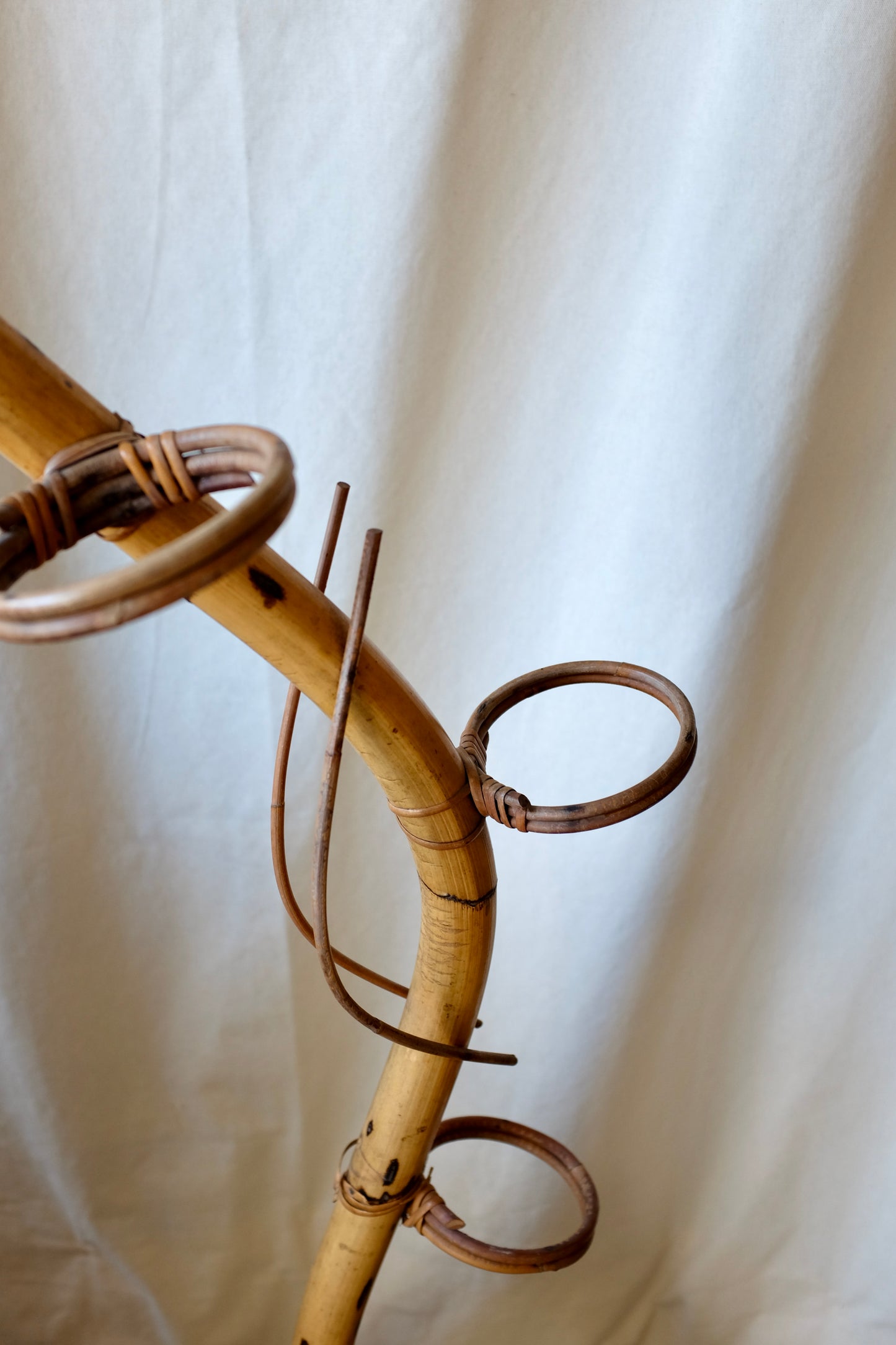 Midcentury Bamboo Snake Form Planter