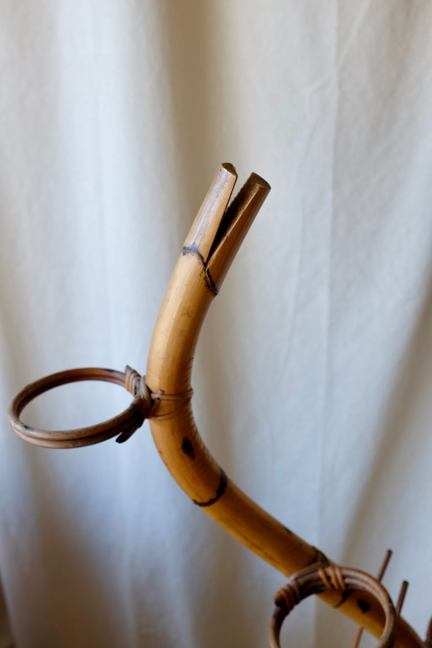 Midcentury Bamboo Snake Form Planter
