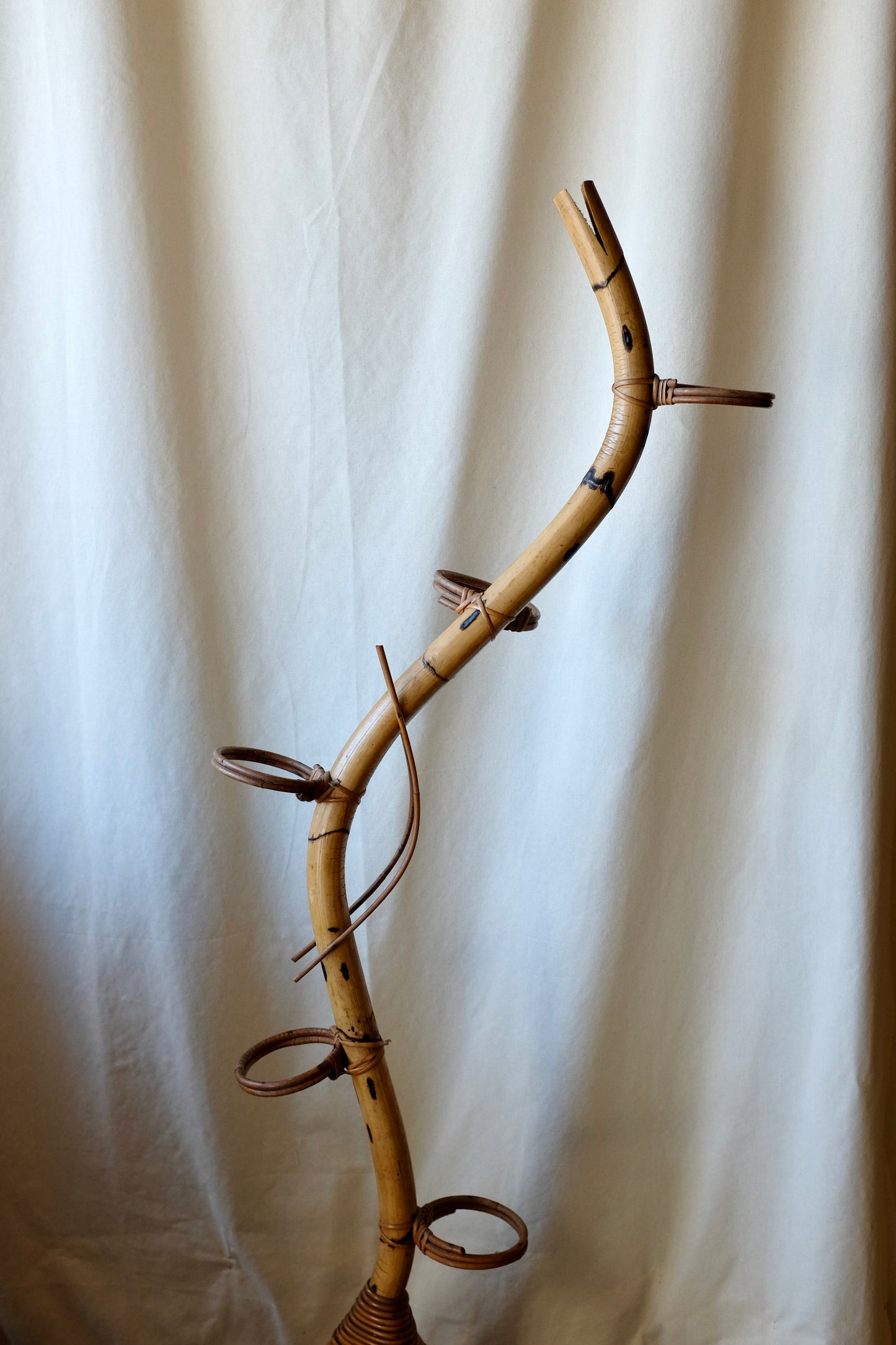 Midcentury Bamboo Snake Form Planter