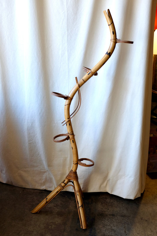 Midcentury Bamboo Snake Form Planter