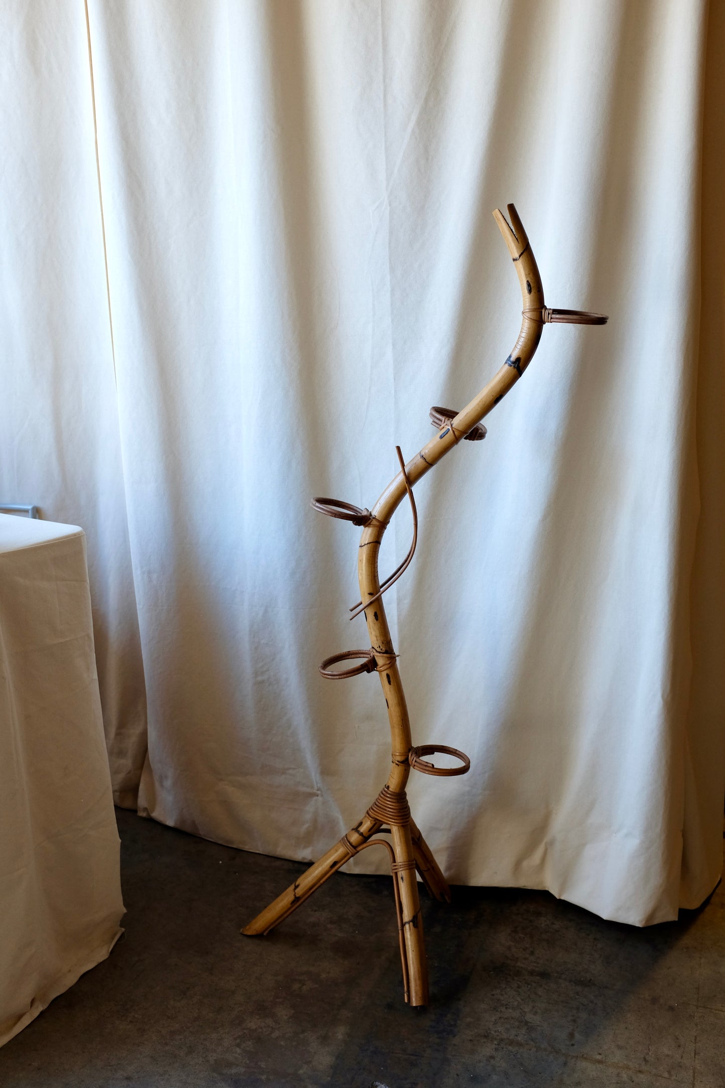 Midcentury Bamboo Snake Form Planter