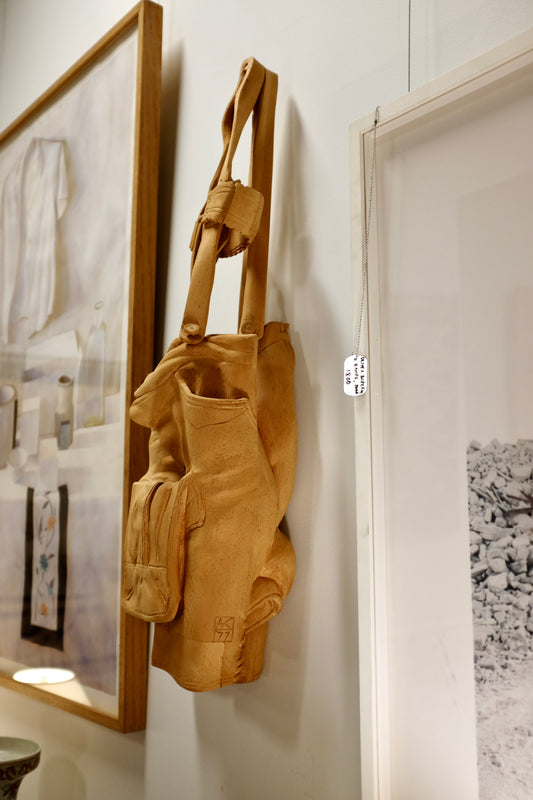 Carved Wood Lederhosen, Signed AK, 1977