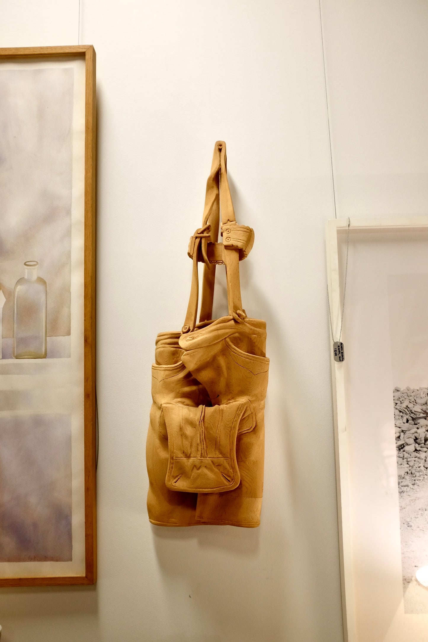 Carved Wood Lederhosen, Signed AK, 1977
