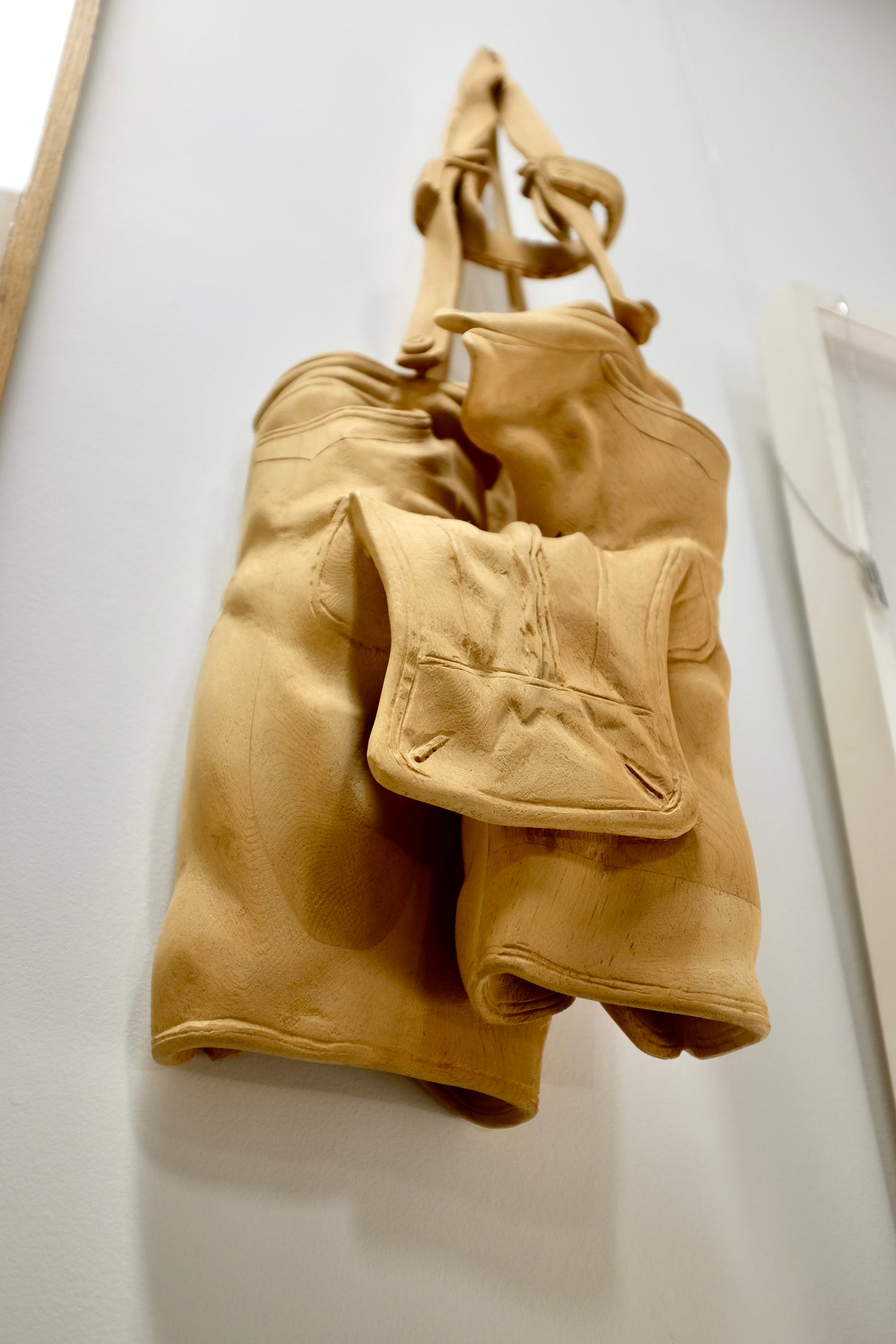 Carved Wood Lederhosen, Signed AK, 1977