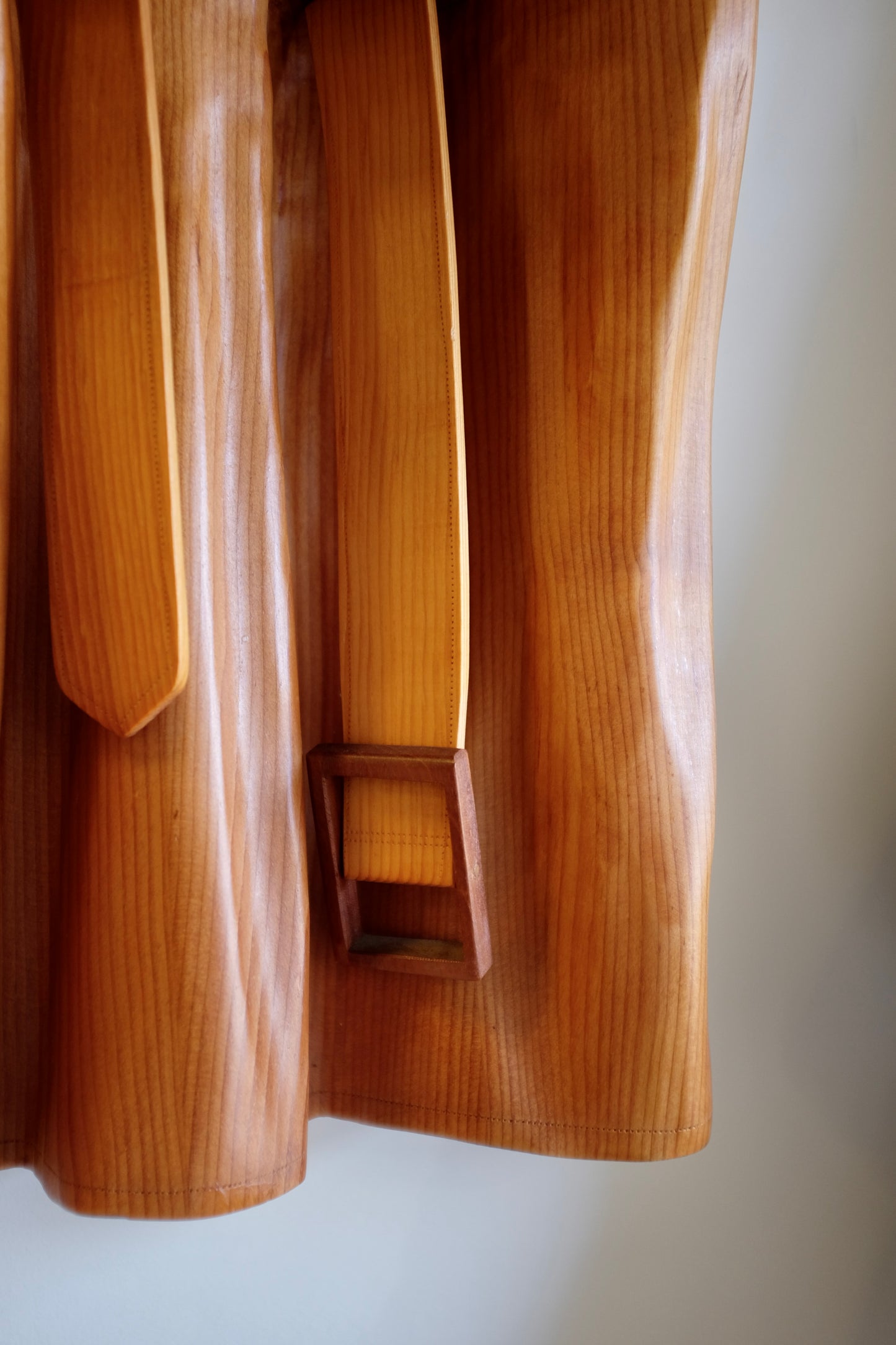 Trench Coat, Wood Sculpture, Rene Megroz, 1998