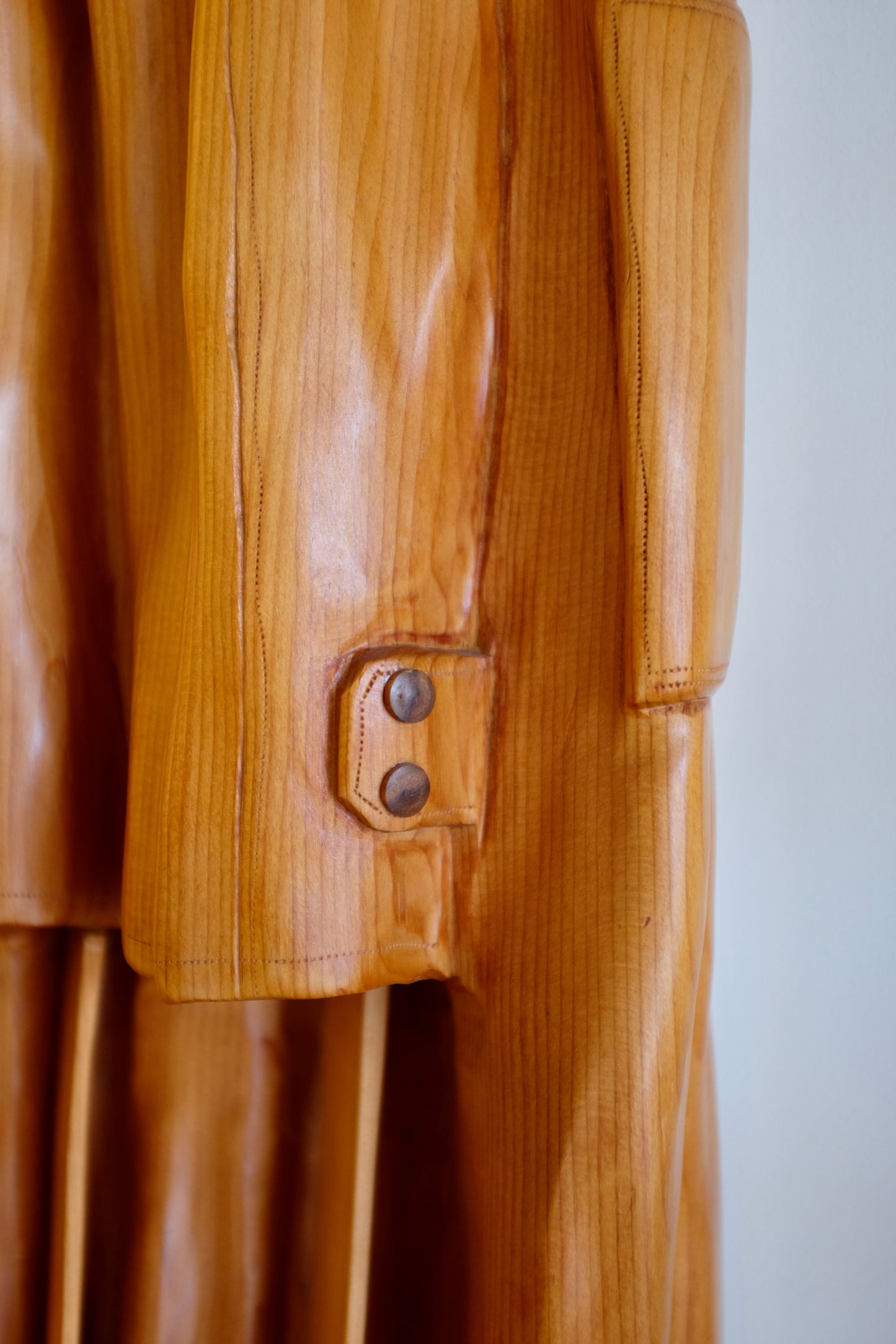 Trench Coat, Wood Sculpture, Rene Megroz, 1998