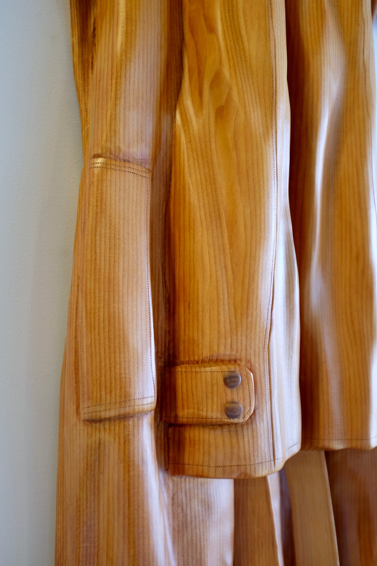 Trench Coat, Wood Sculpture, Rene Megroz, 1998
