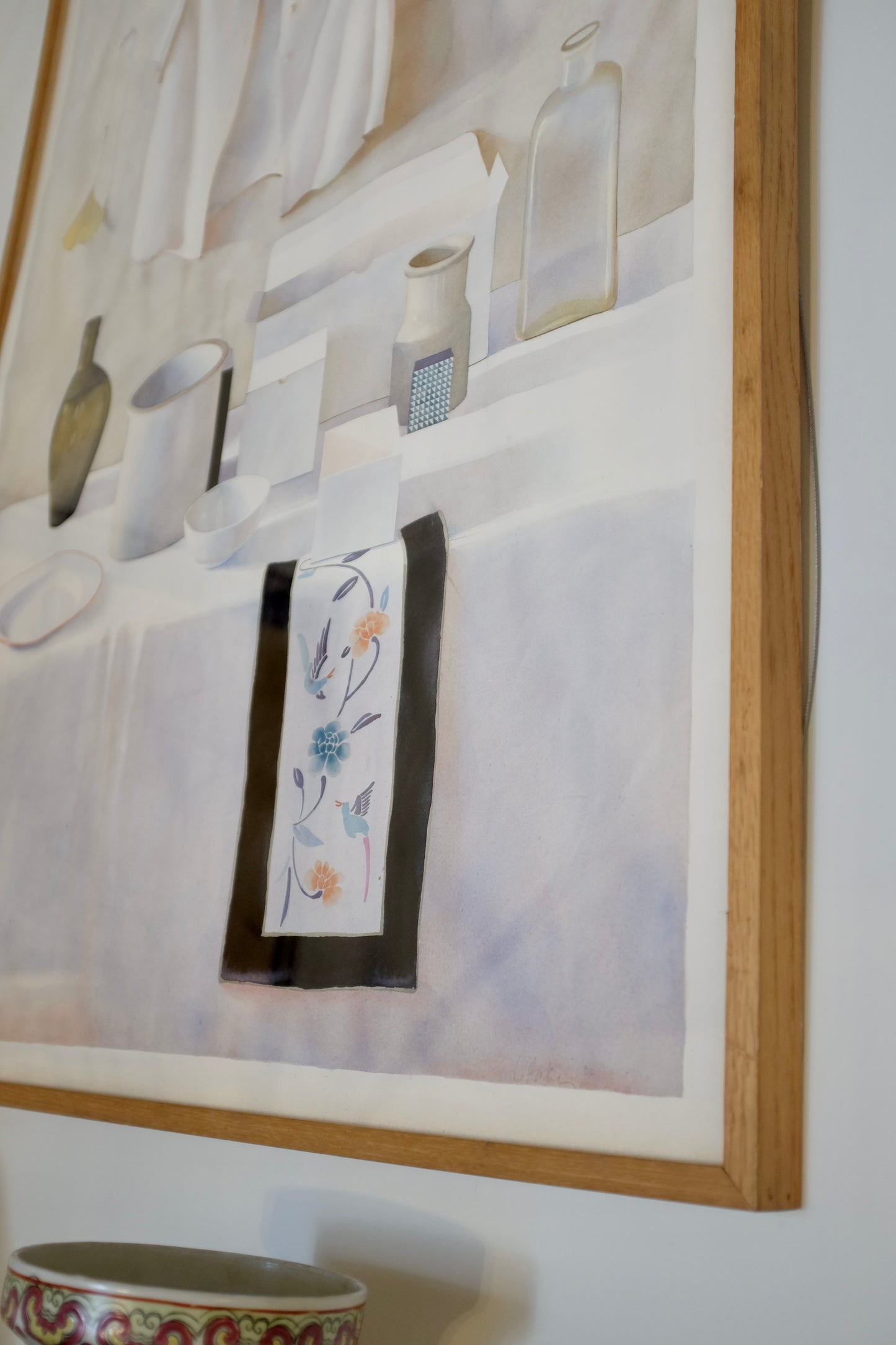 Large Framed Watercolor Still Life, Leslie Baker, 1982