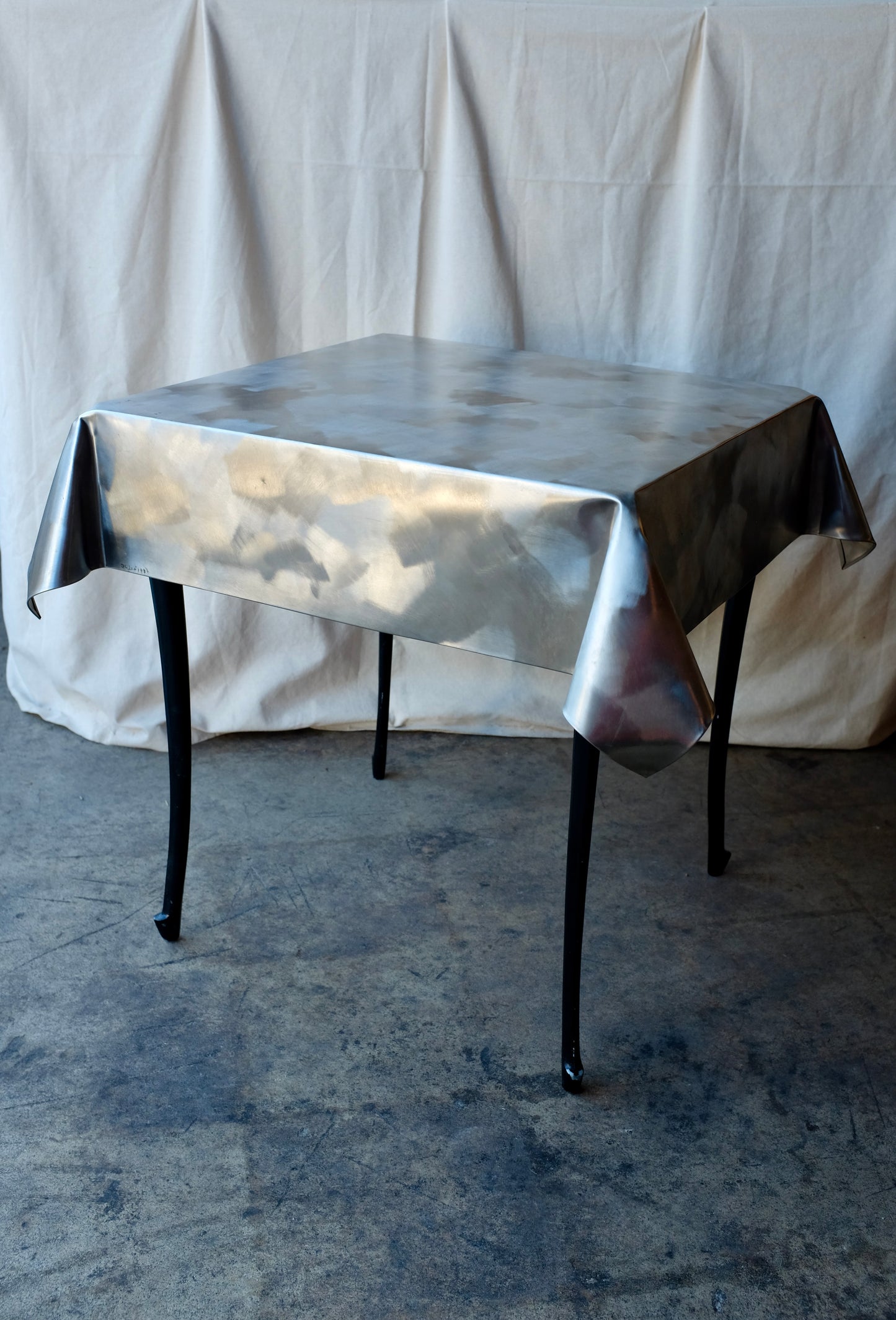 Curtis Jeré Stainless Trompe L'oeil Draped Table
