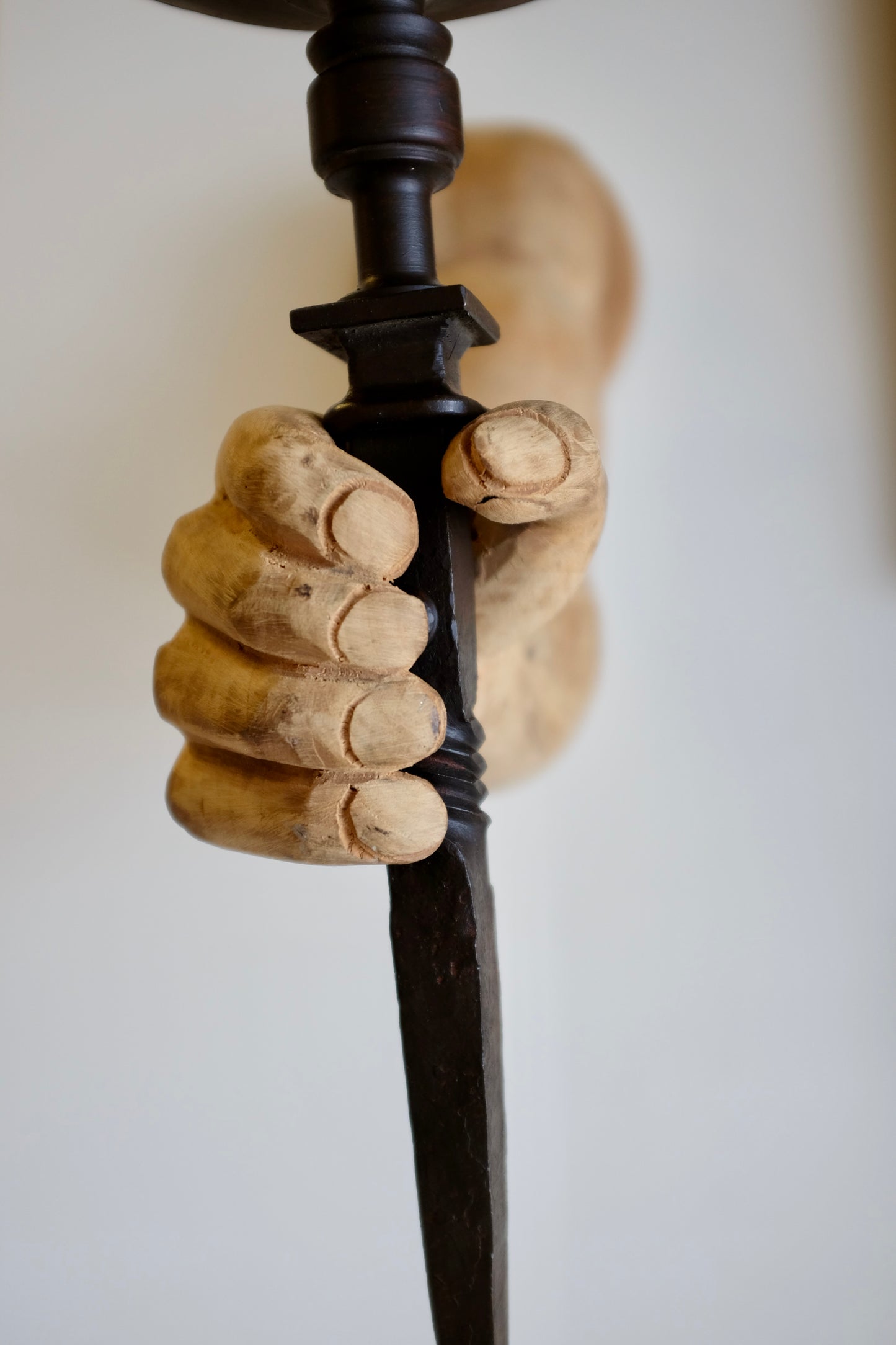Very Muscular Carved Arm Sconces, Pair