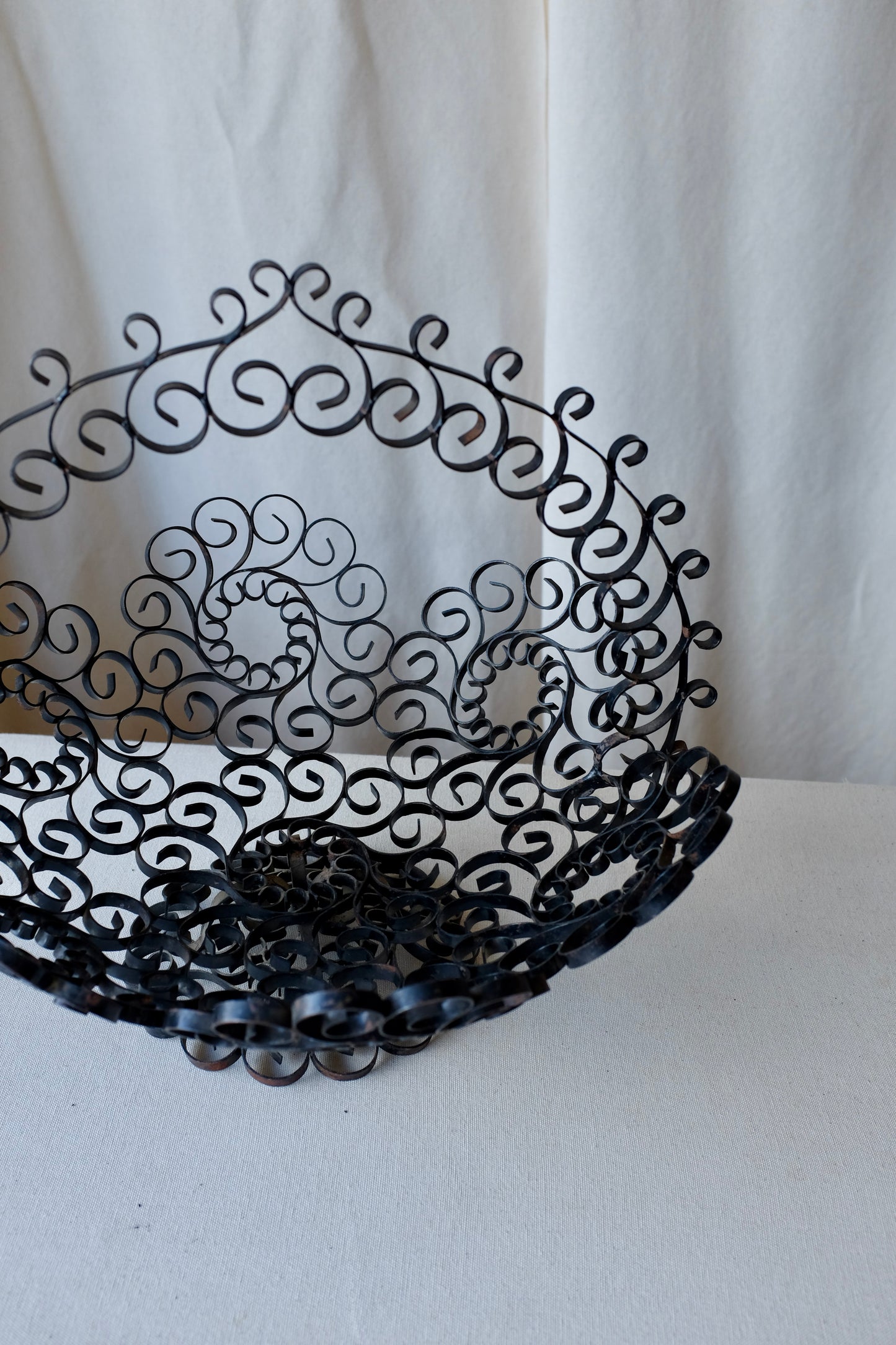 Curly Wrought Iron Centerpiece Basket