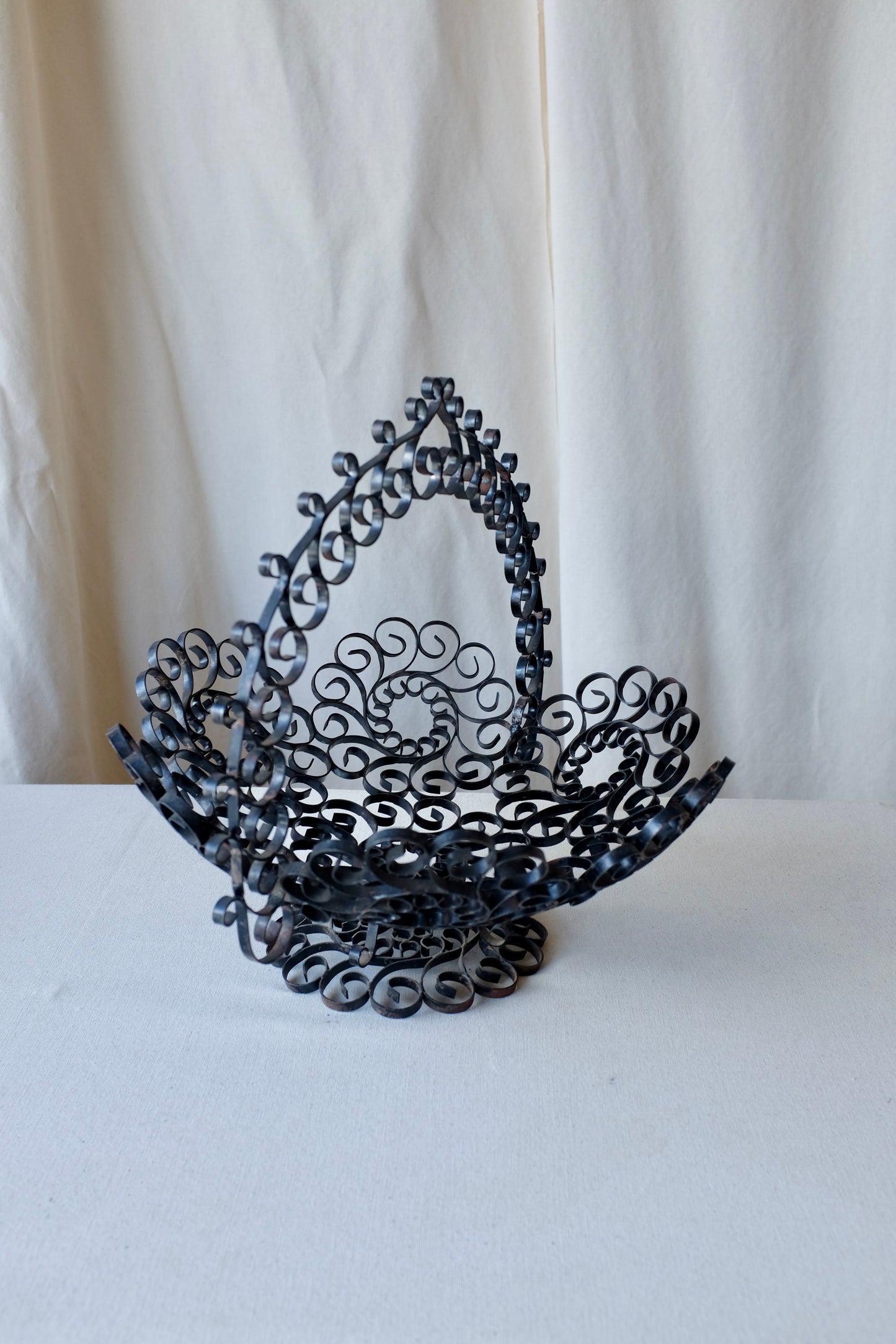 Curly Wrought Iron Centerpiece Basket