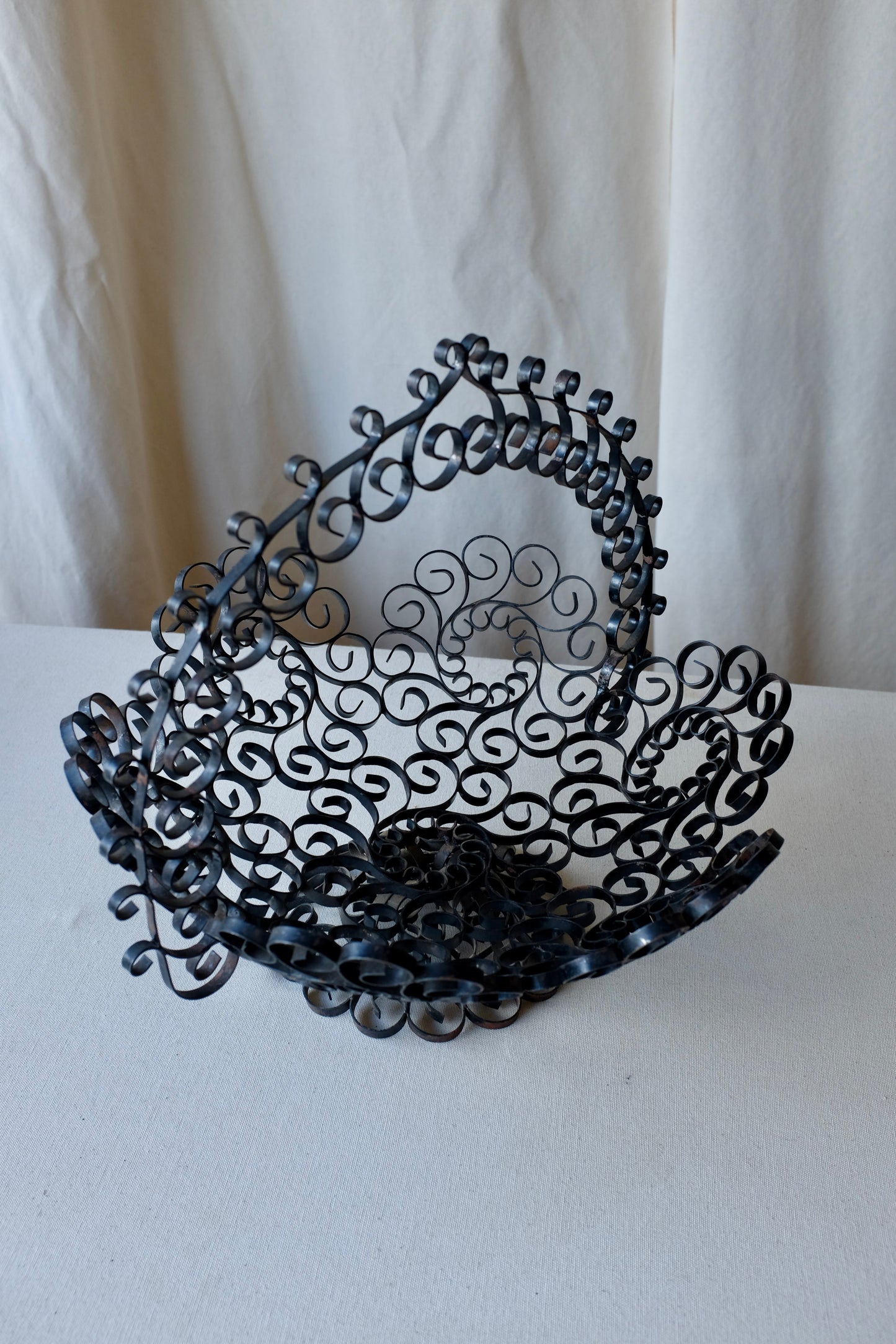 Curly Wrought Iron Centerpiece Basket
