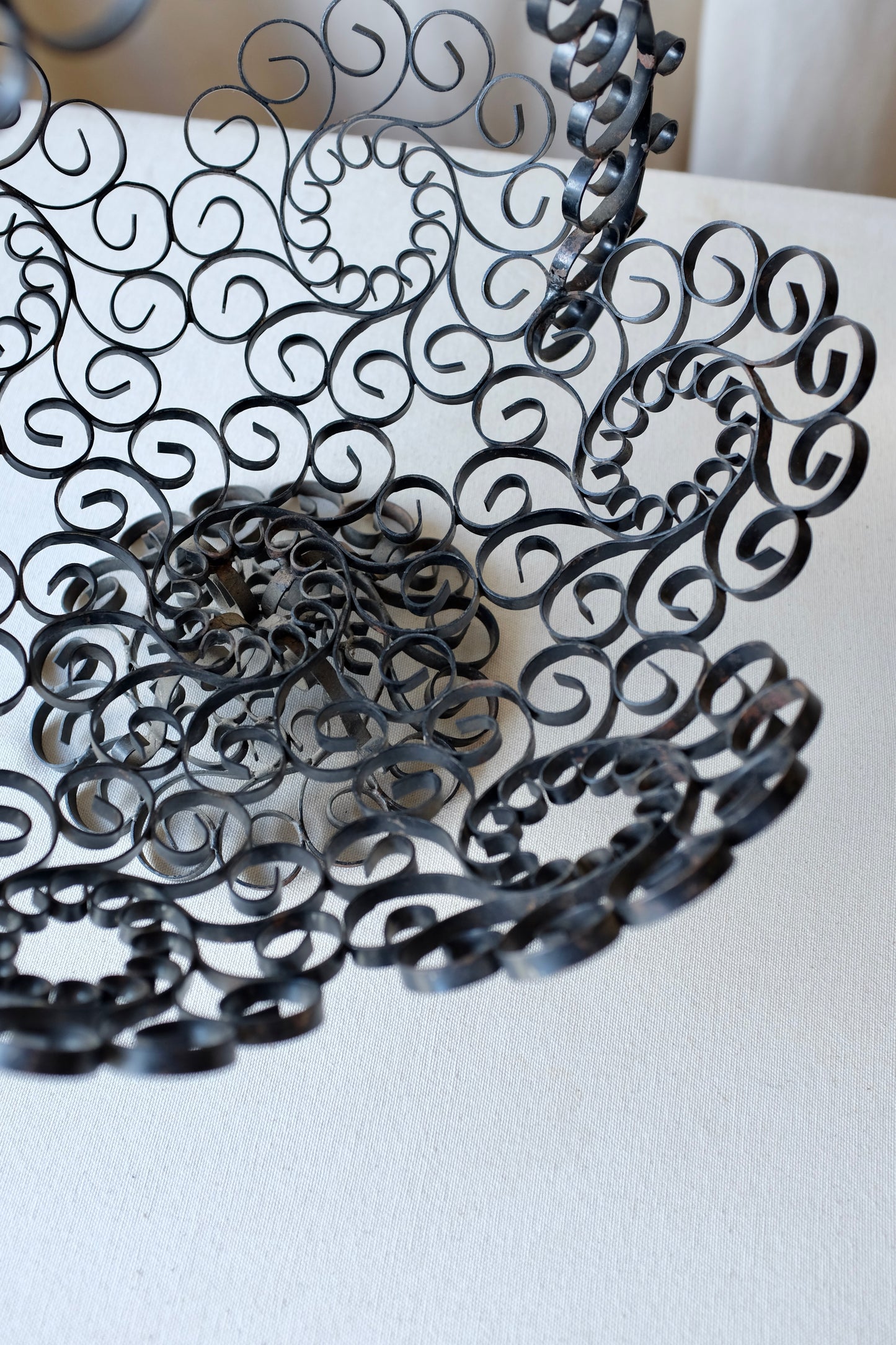 Curly Wrought Iron Centerpiece Basket
