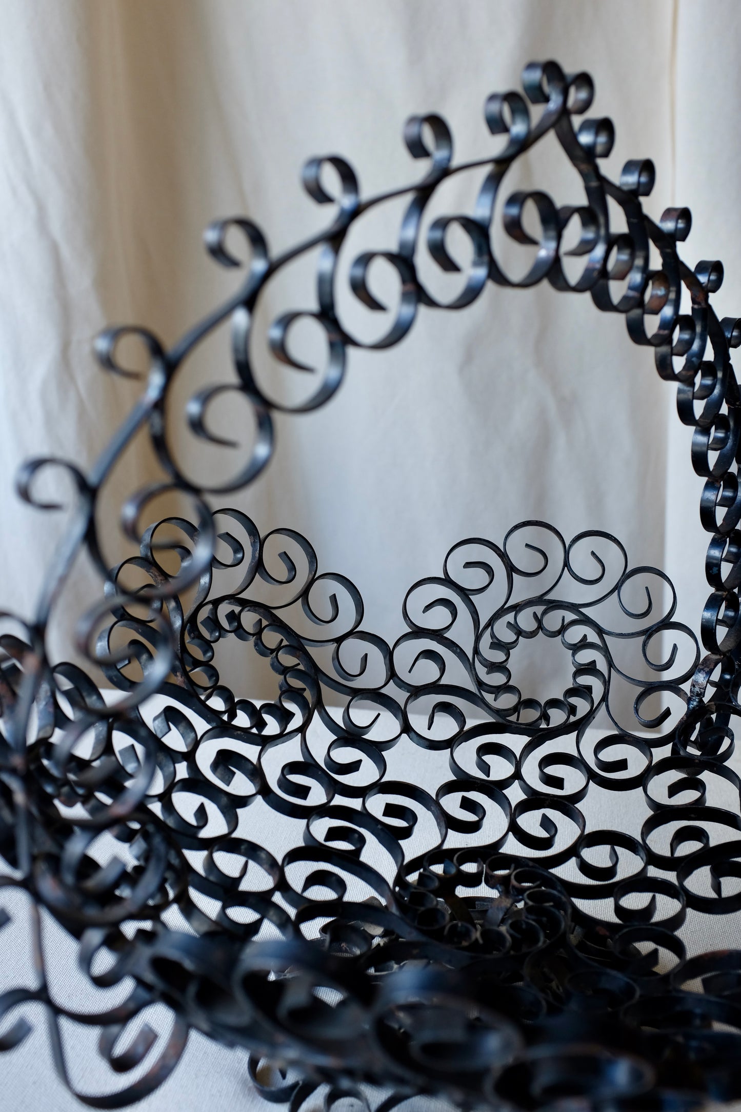 Curly Wrought Iron Centerpiece Basket