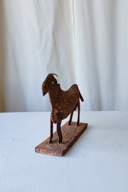 Metal Goat Tabletop Sculpture
