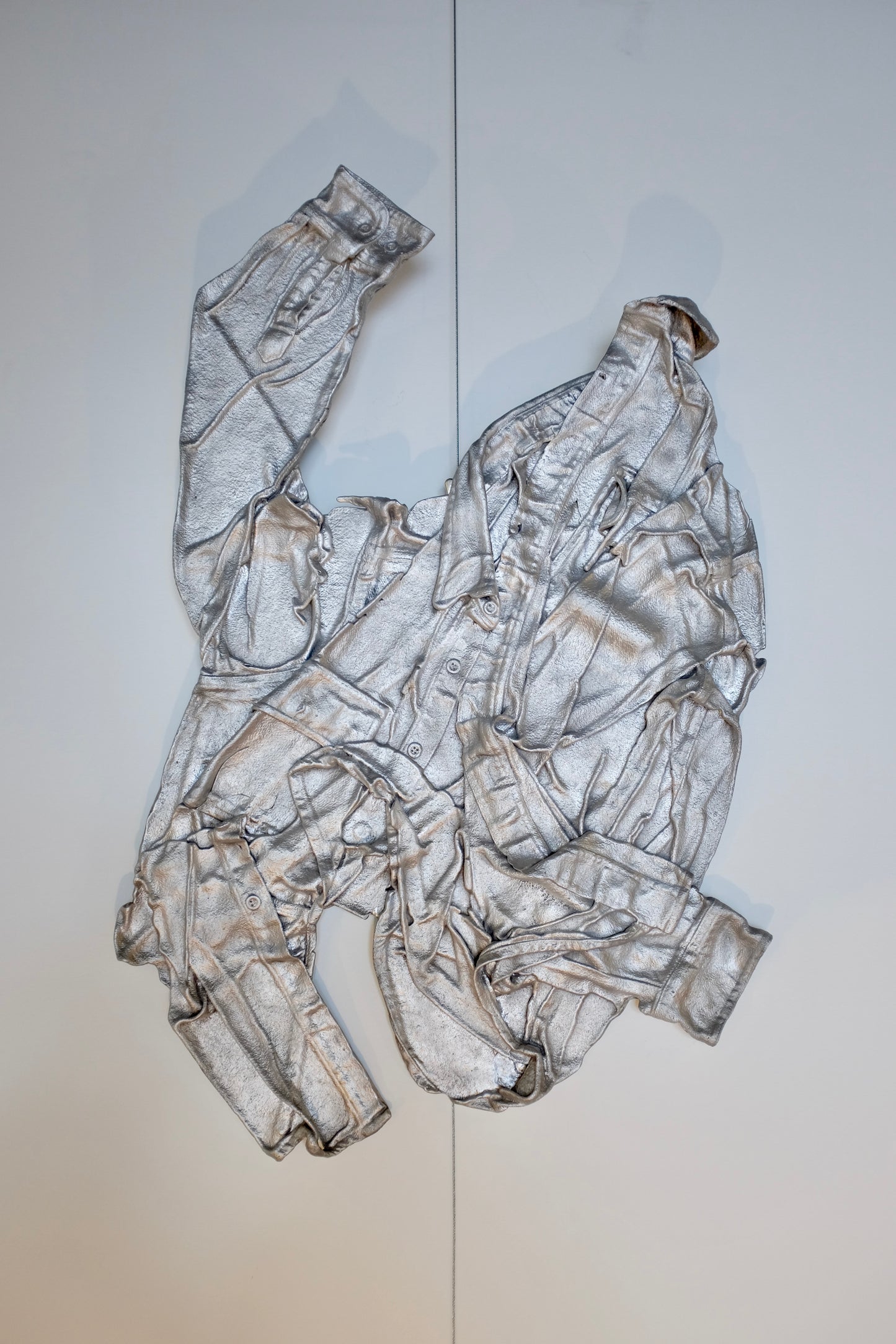 Cast Aluminum Shirt sculpture, AK Burns, "Discard (work shirt)", 2013
