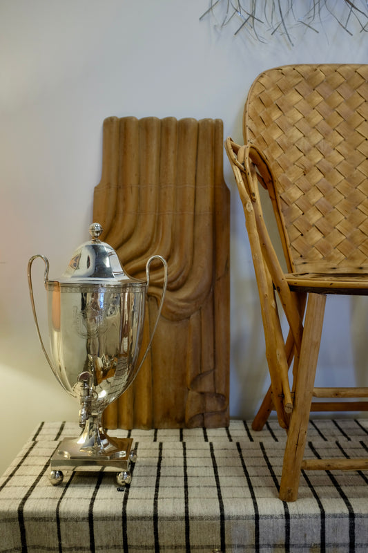 Carved Wood Drapery Panels, Pair