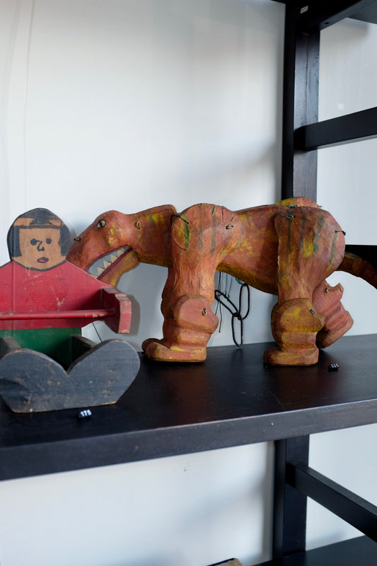 Antique Paper Mache Sabertooth Tiger Marionette
