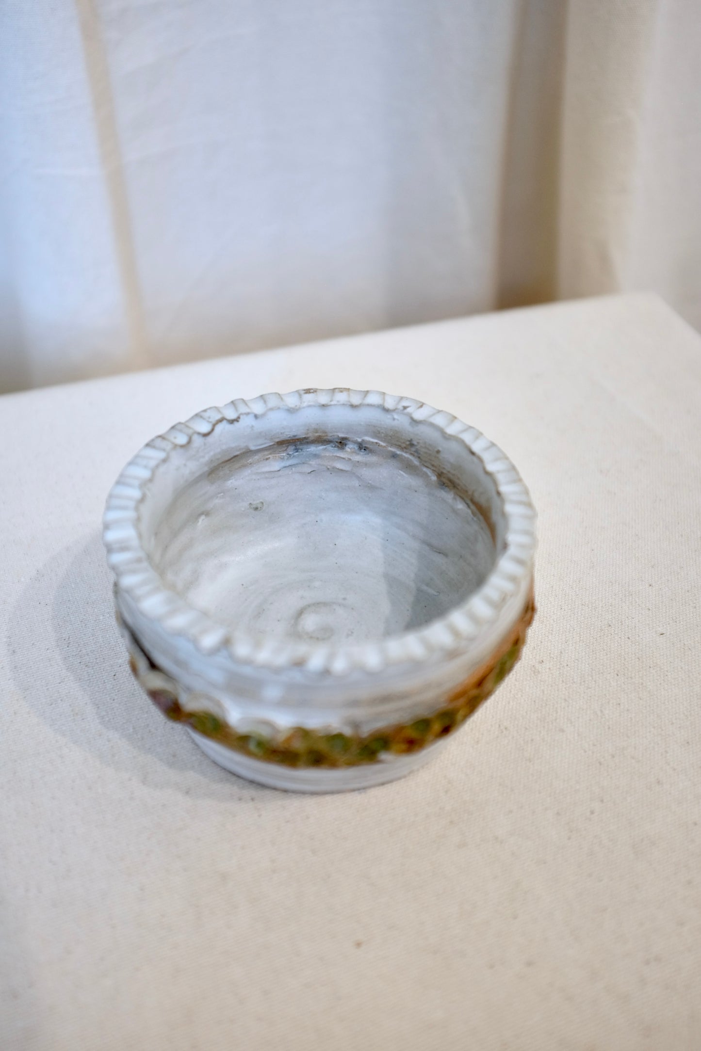 Dimpled Brown and Cream Low Vessel