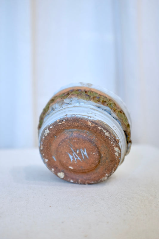 Dimpled Brown and Cream Low Vessel