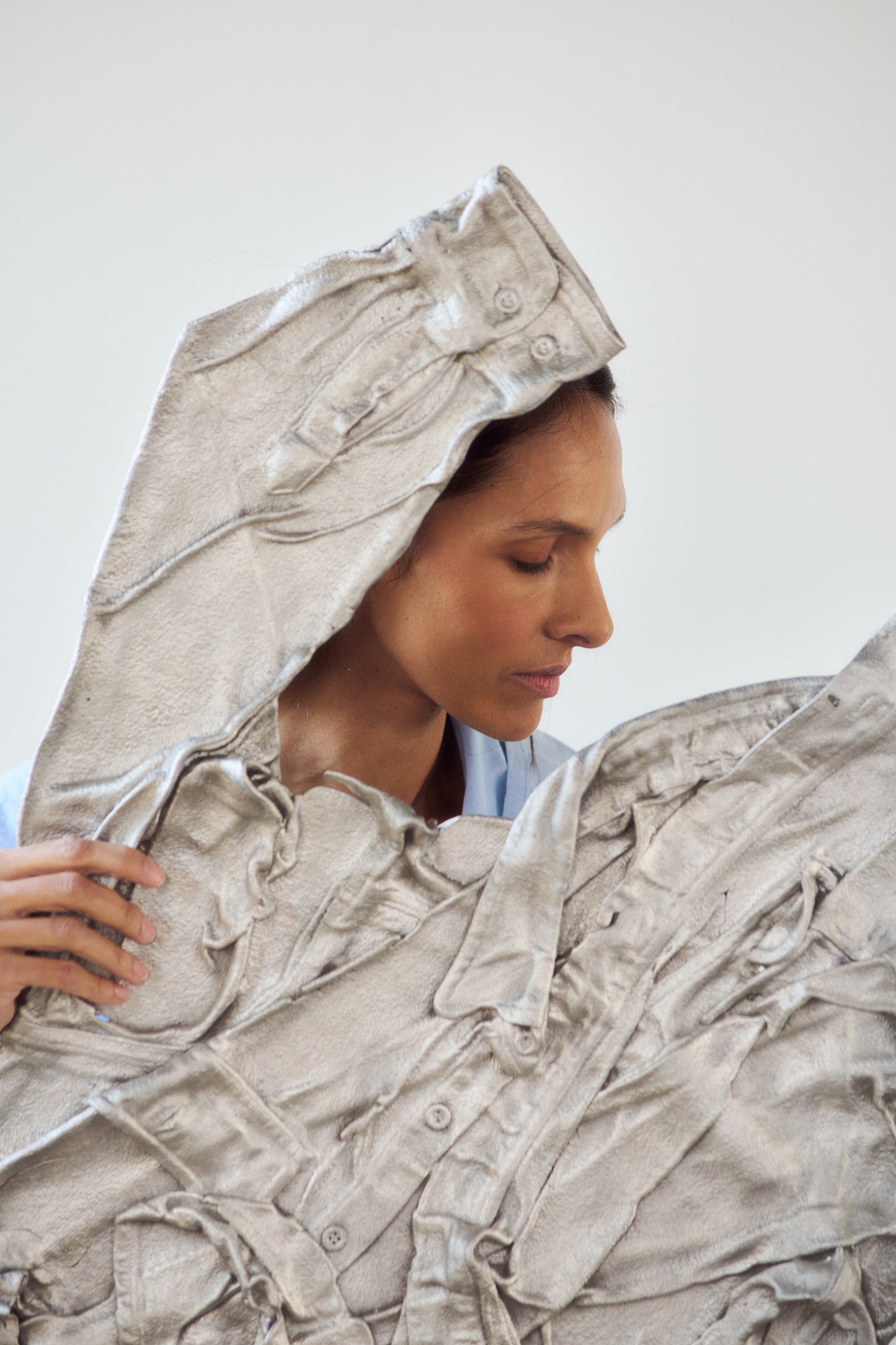 Cast Aluminum Shirt sculpture, AK Burns, "Discard (work shirt)", 2013