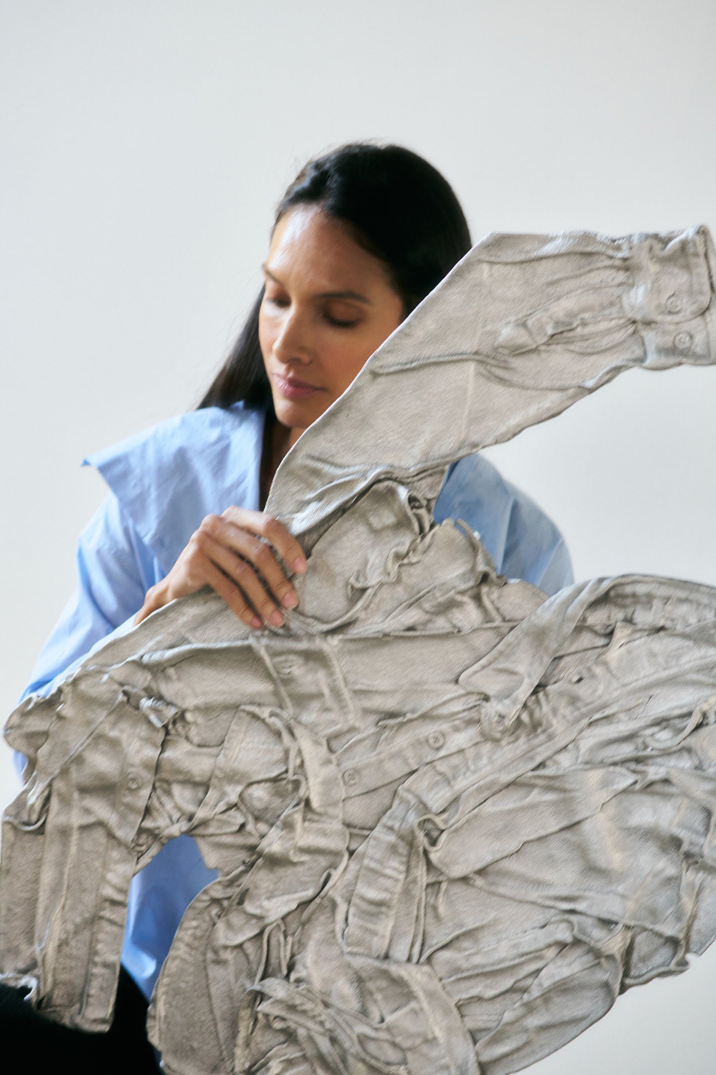 Cast Aluminum Shirt sculpture, AK Burns, "Discard (work shirt)", 2013