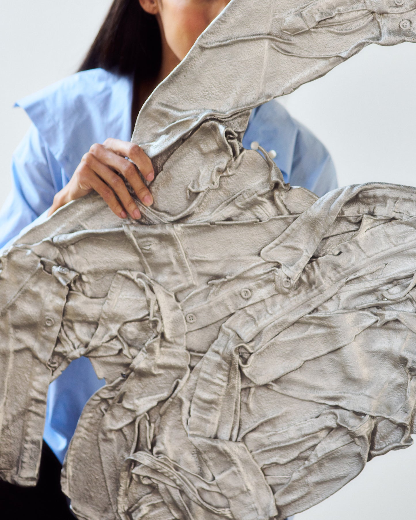 Cast Aluminum Shirt sculpture, AK Burns, "Discard (work shirt)", 2013